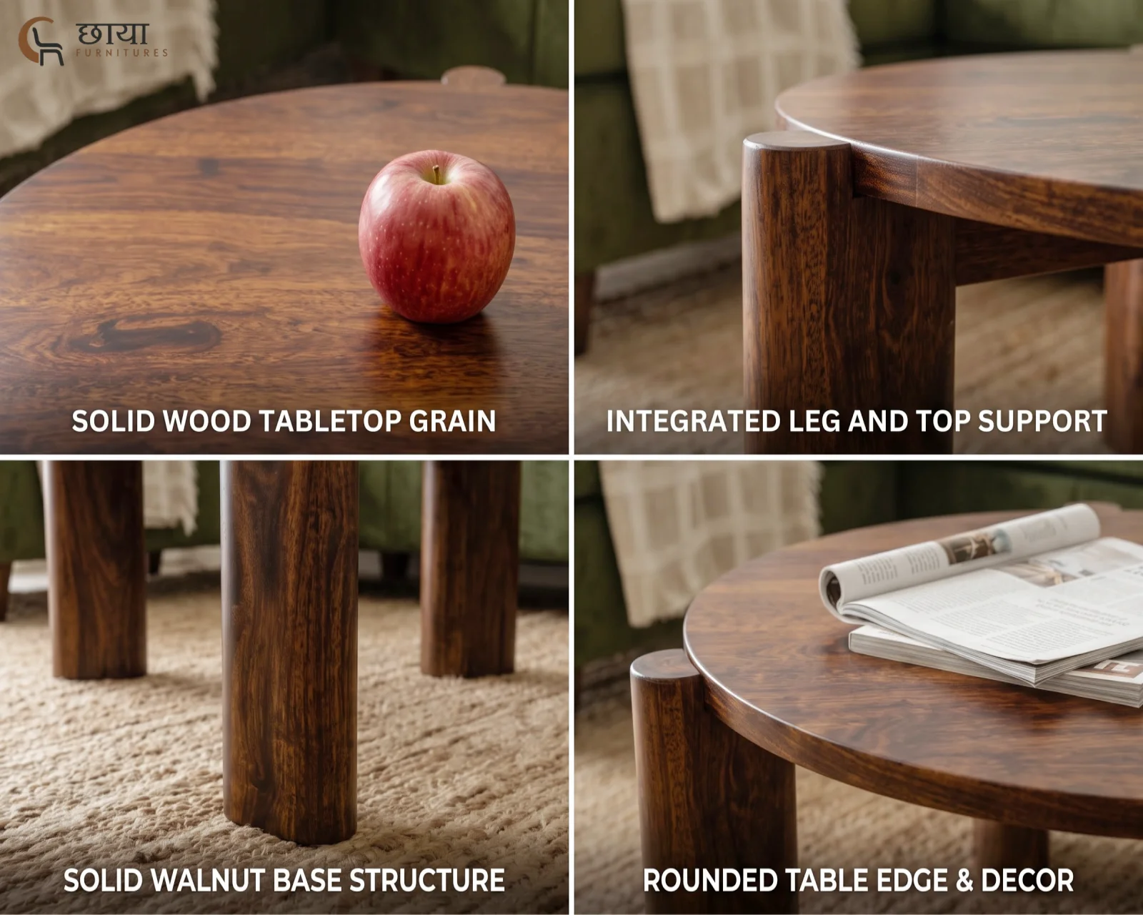 Aria Sheesham Wood Coffee Table (Honey Finish) — (3)