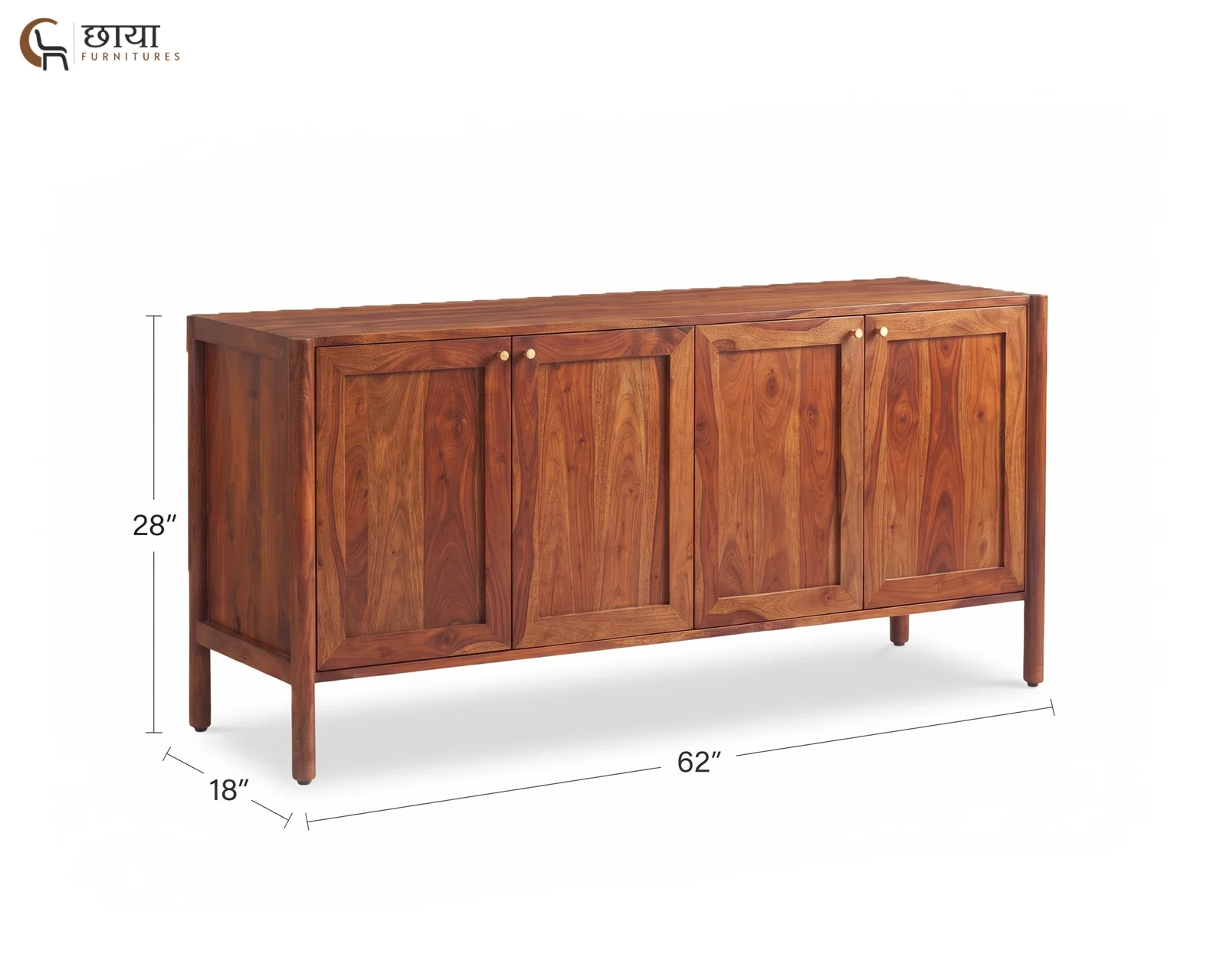 Terra Sheesham Wood Sideboard (Teak Finish) — dim