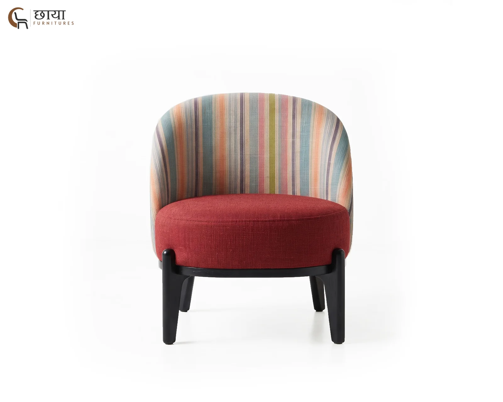 Juliet Lounge Chair (Muted Stripe, Deep Maroon) — (4)