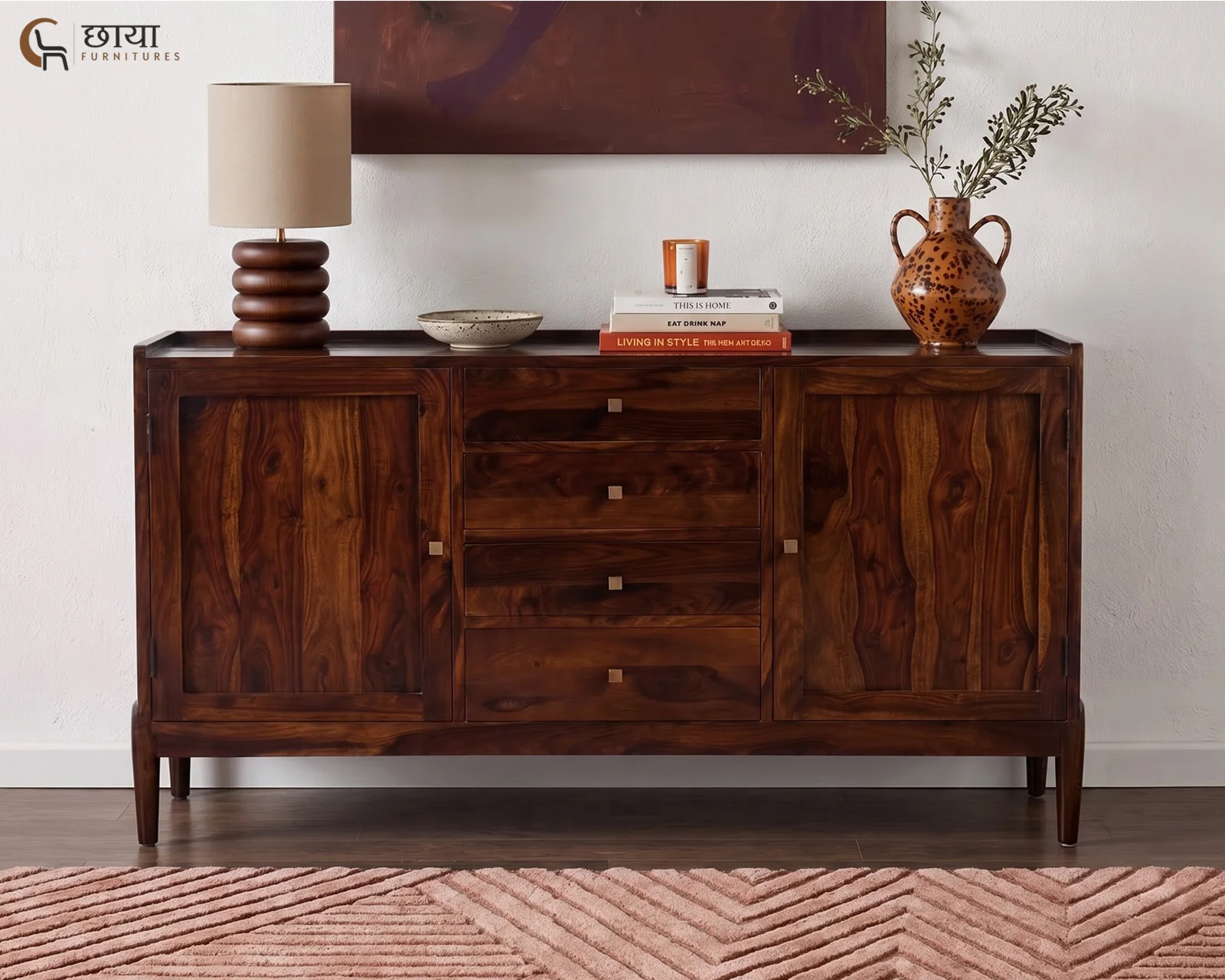 Alba Sheesham Wood Sideboard (Walnut Finish) — 12