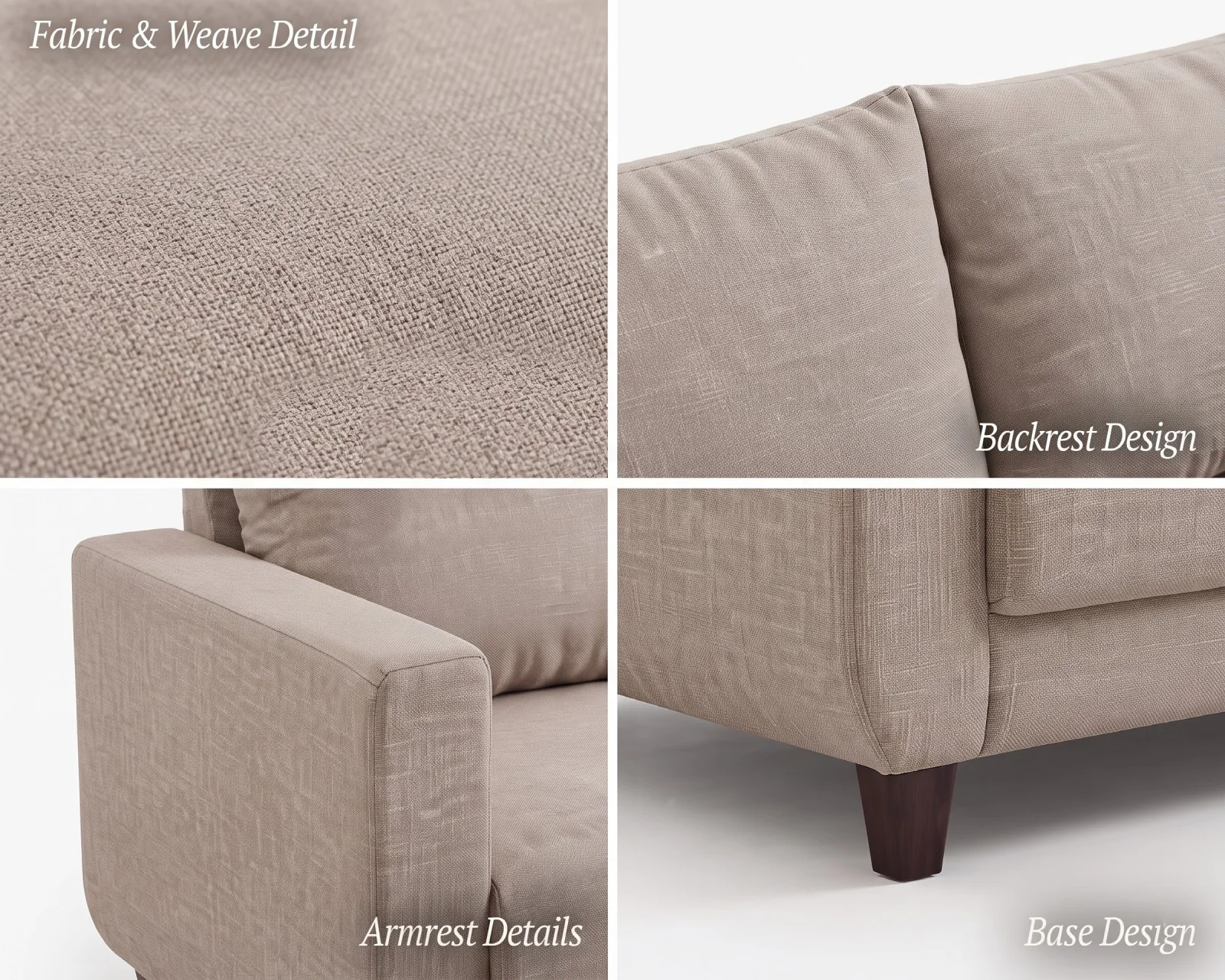Hazel 3 Seater Fabric Sofa (Neutral Beige) — (6)