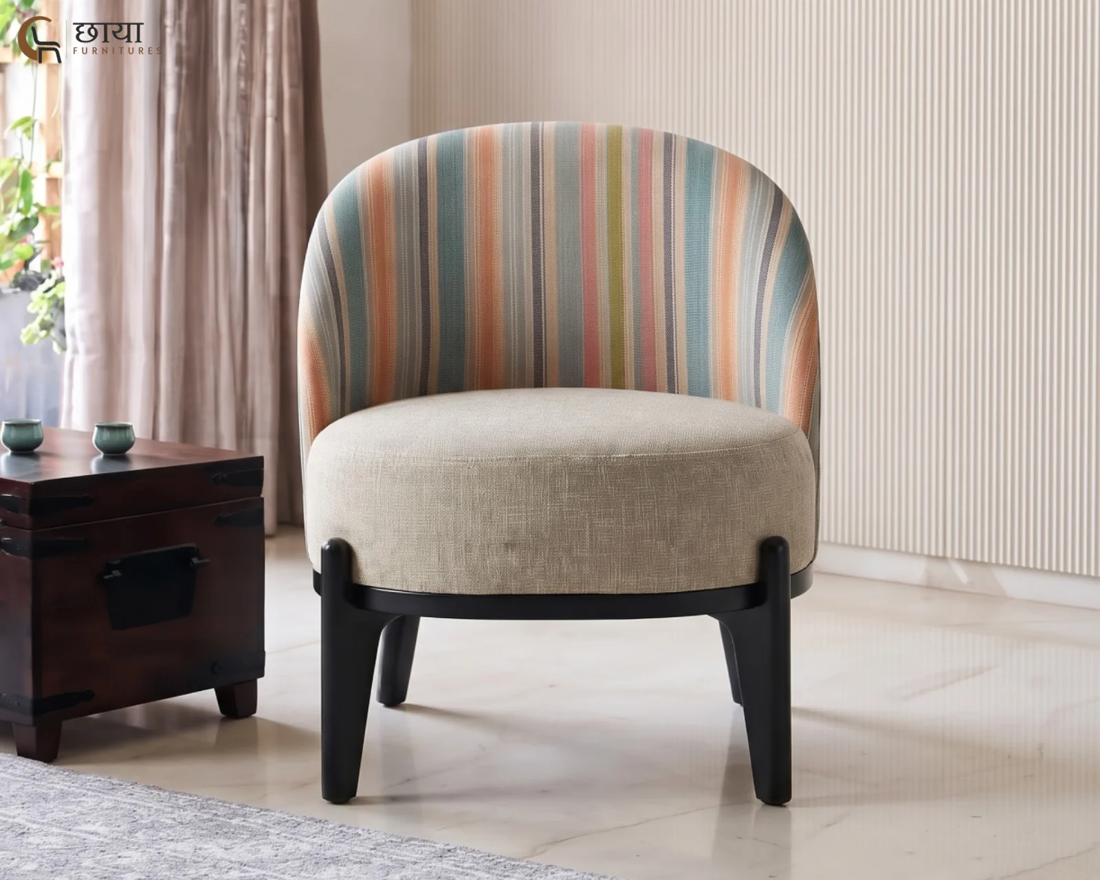 Juliet Lounge Chair (Muted Stripe, Neutral Beige) — (24)
