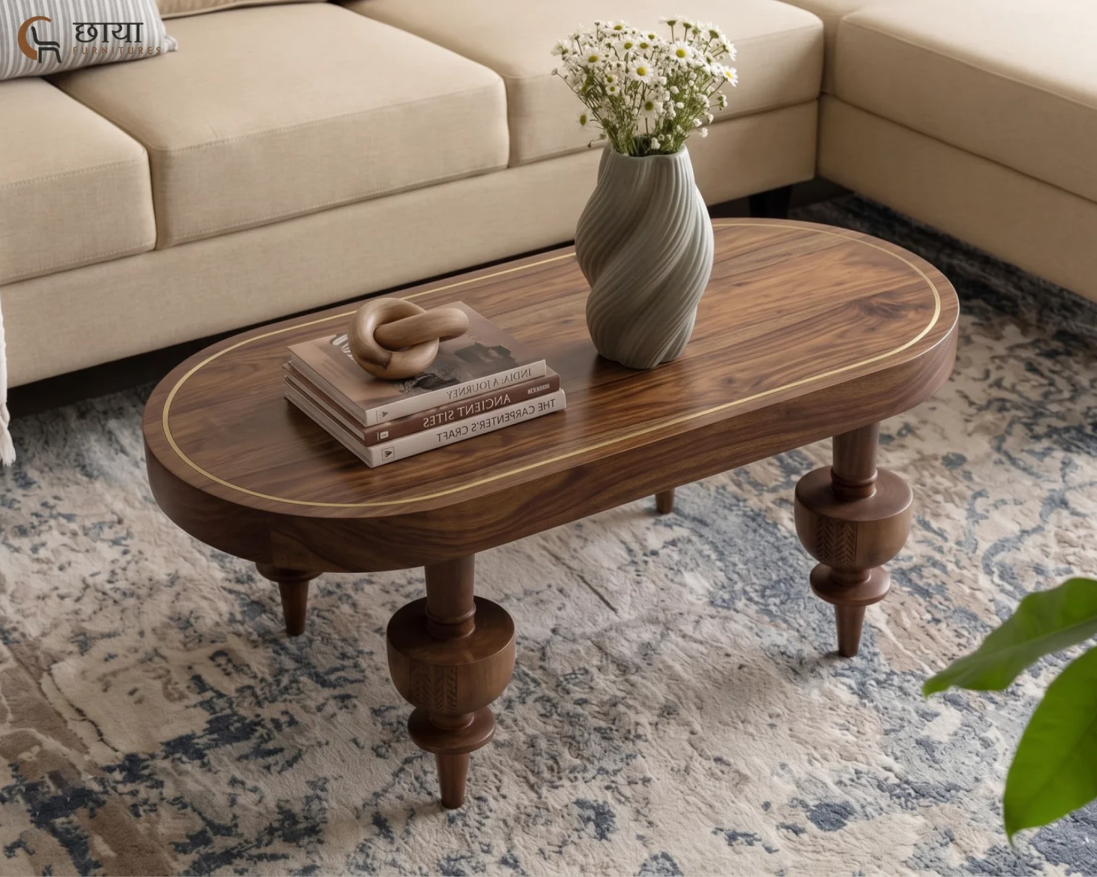 Nova Sheesham Wood Coffee Table (Teak Finish) — front
