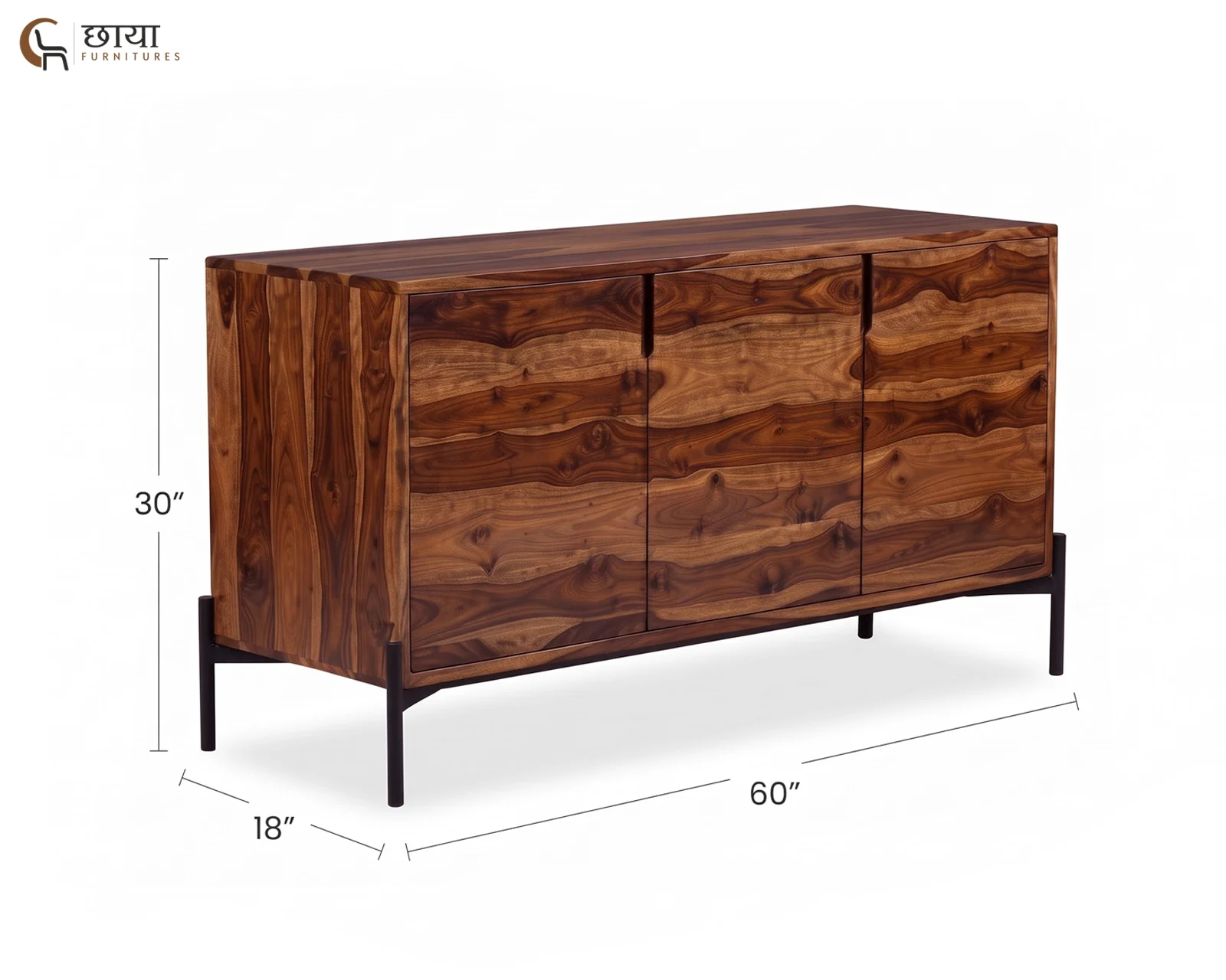 Amber Sheesham Wood TV Unit (Teak Finish) — (10)