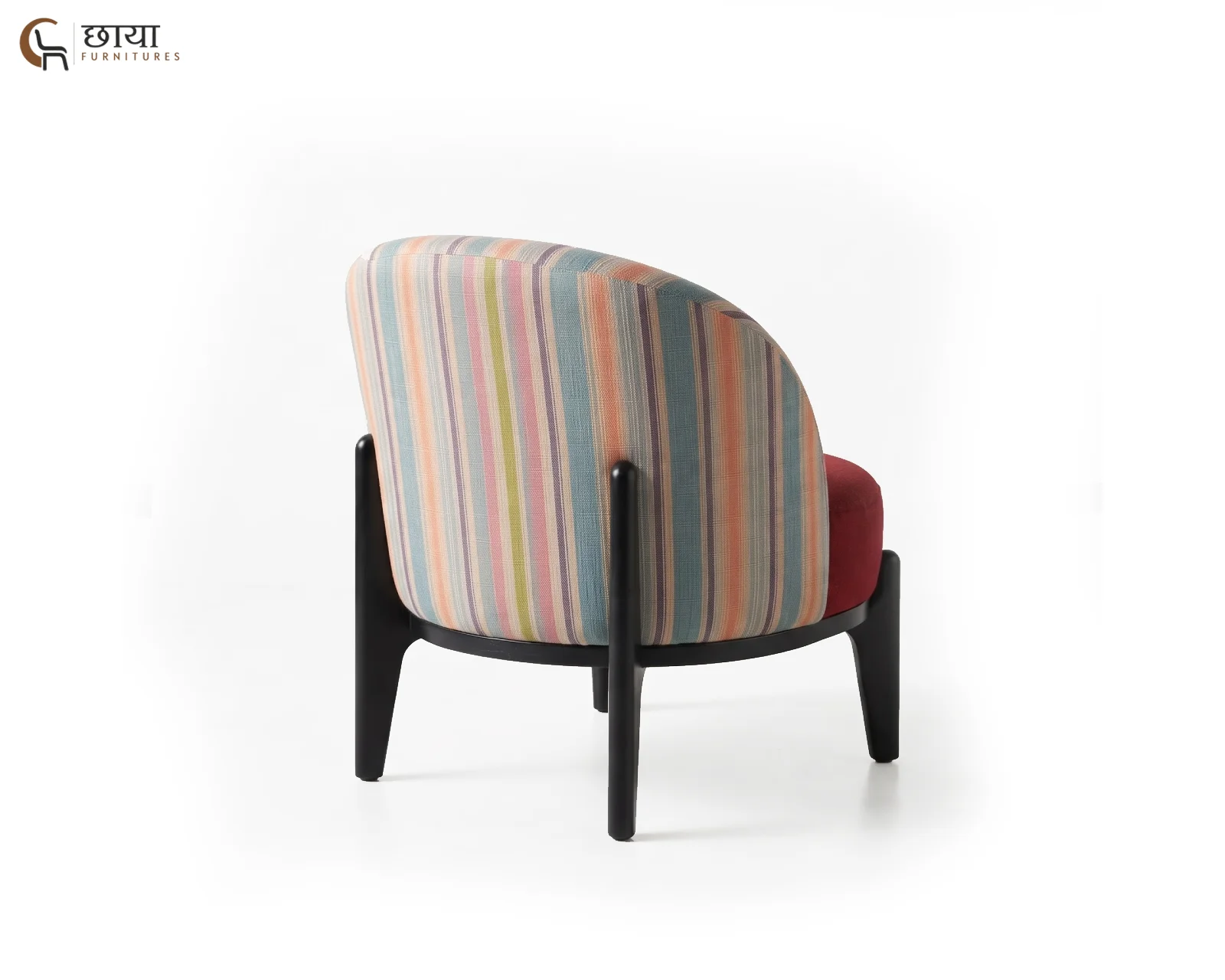 Juliet Lounge Chair (Muted Stripe, Deep Maroon) — (5)