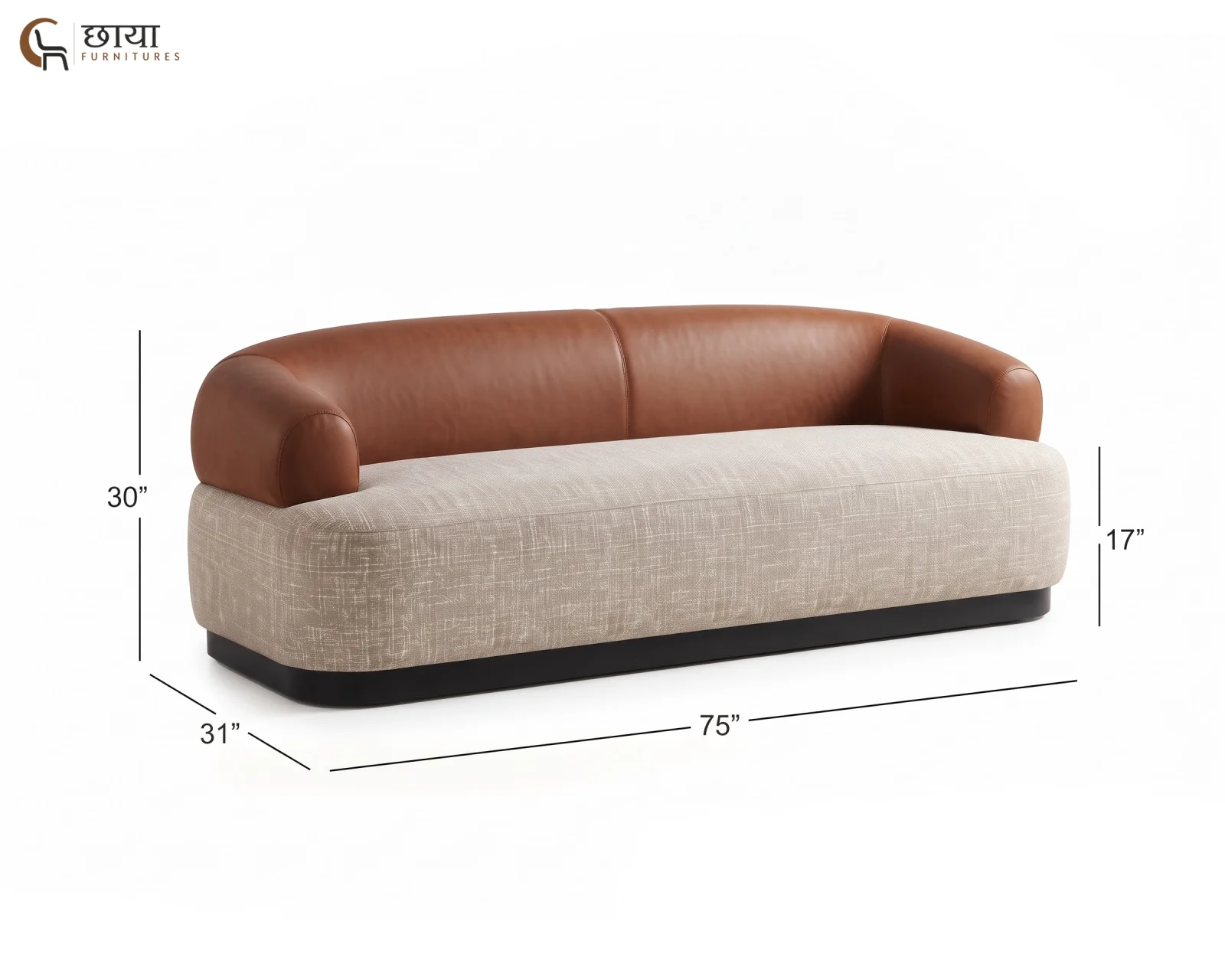 Juliet 3+1+1 Fabric Sofa with Lounge Chair (Warm Brown, Neutral Beige) — din