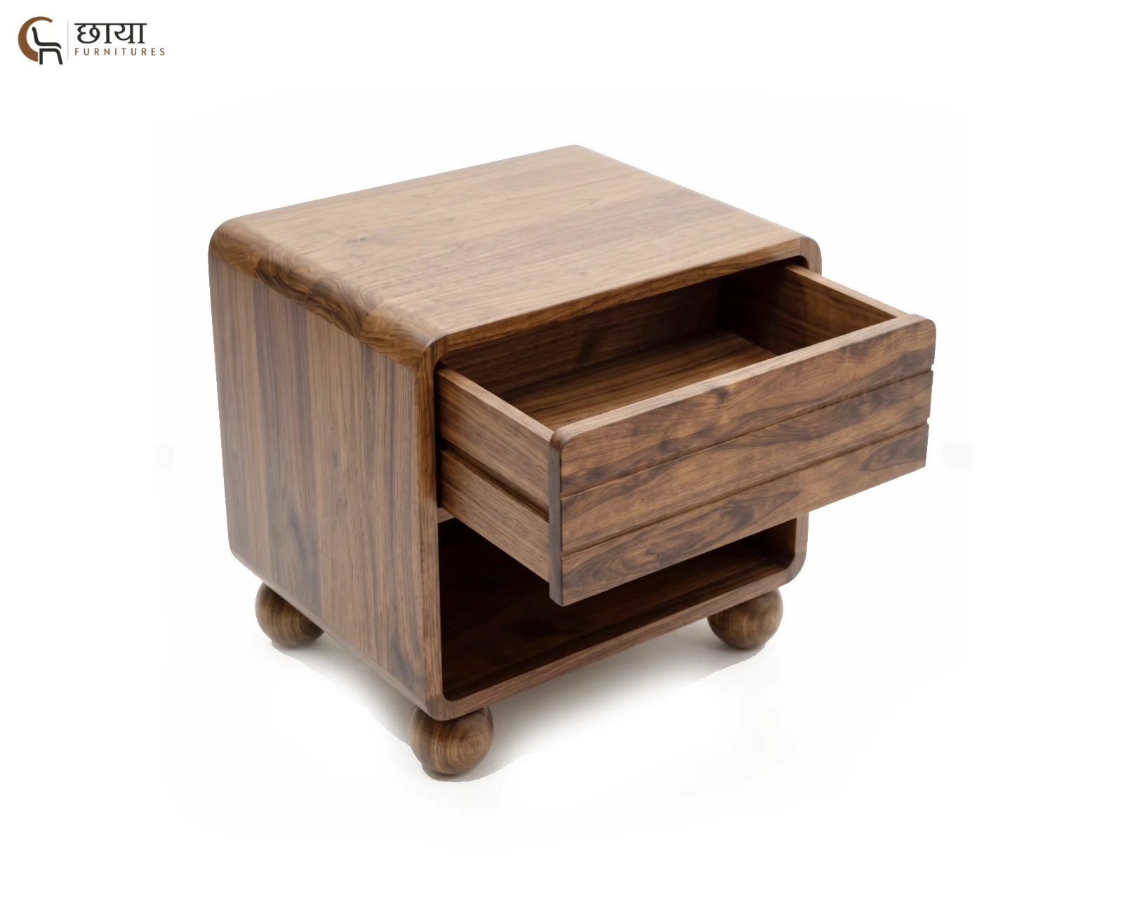 Florian Bedside Table (Teak Finish) — (10)