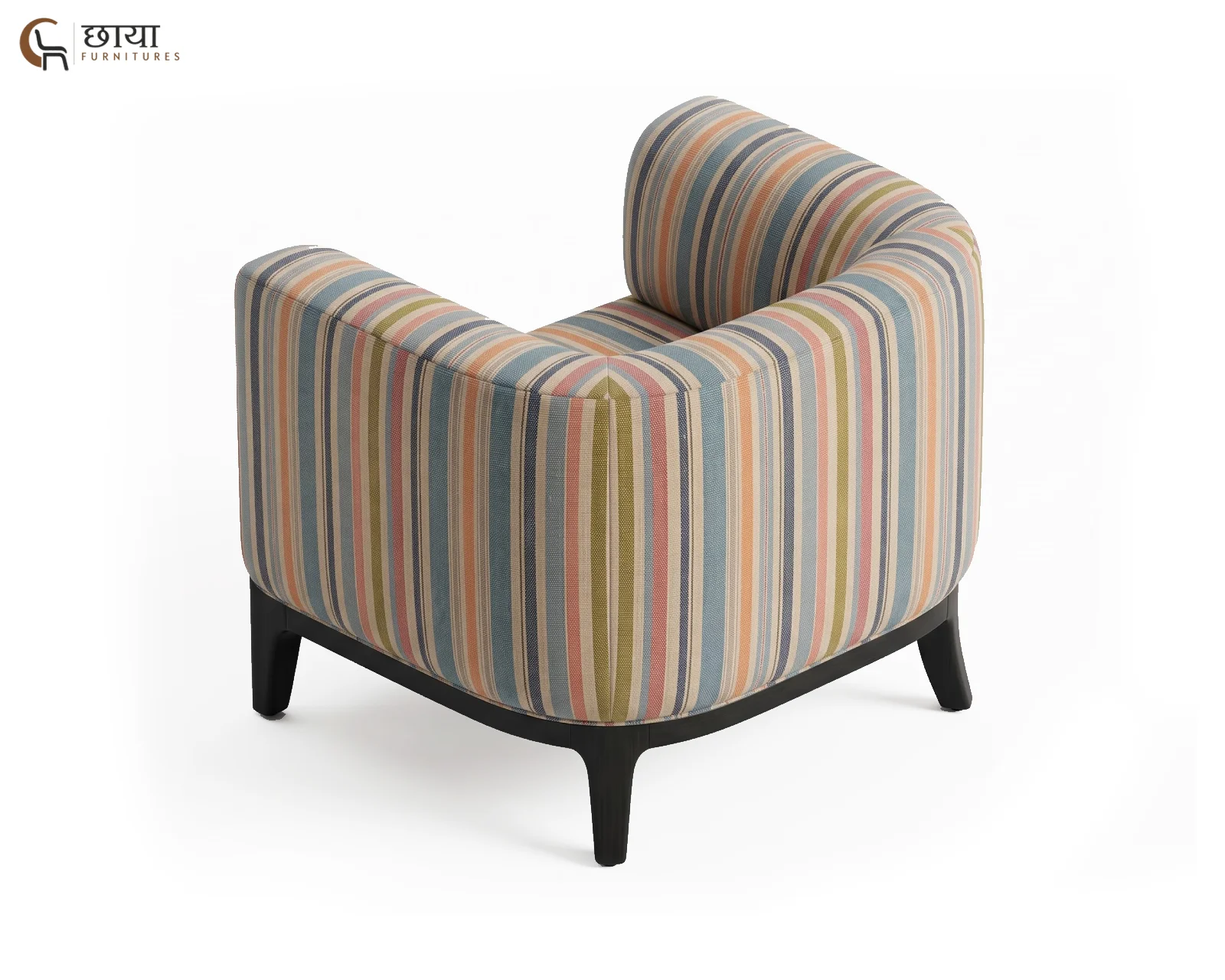 Rosie Fabric Lounge Chair (Muted Stripe) — (2)