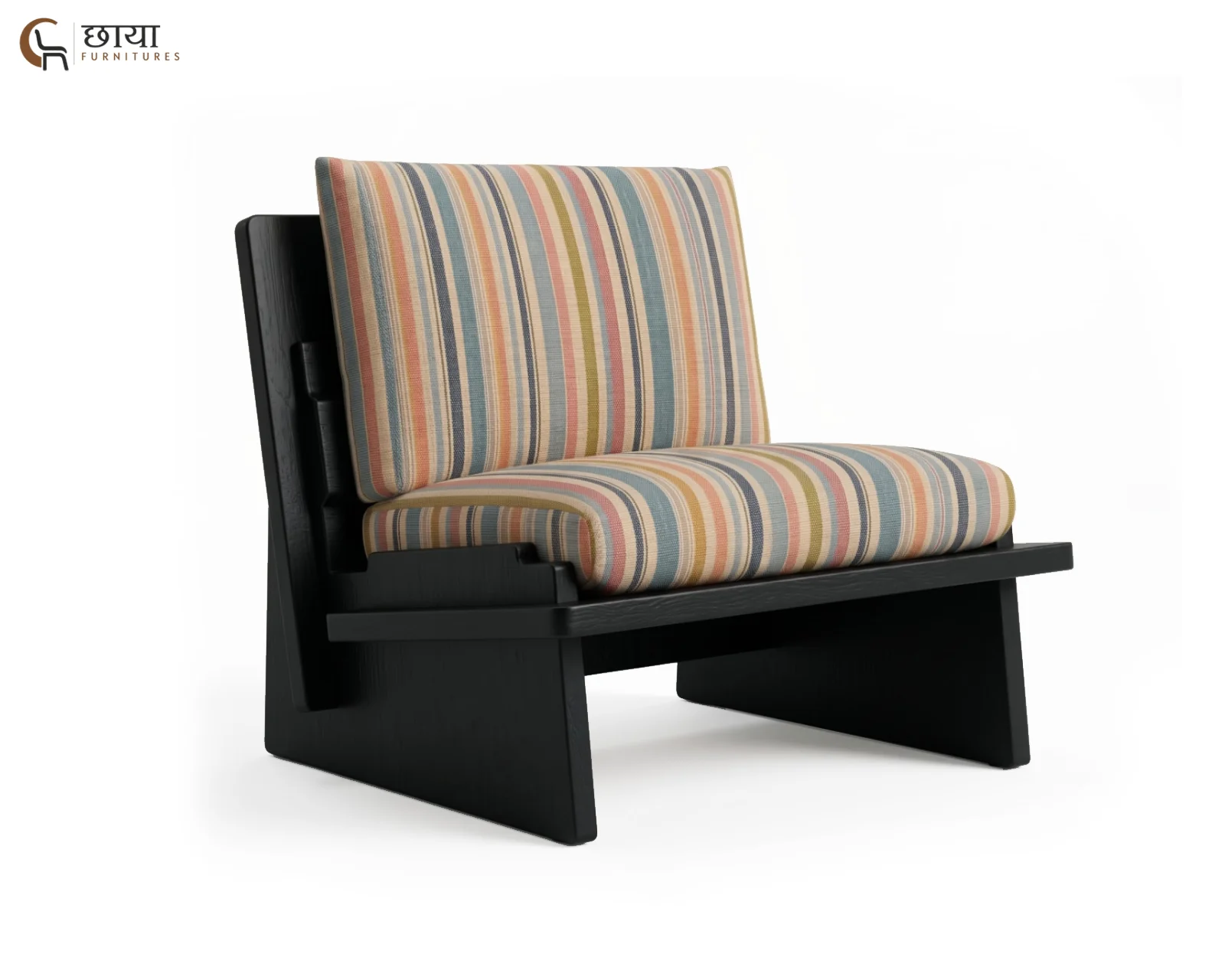 Misty Fabric Lounge Chair (Muted Stripe) — (3)