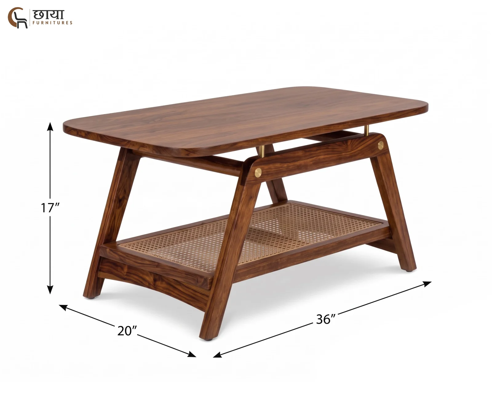 Milo Sheesham Wood Coffee Table (Teak Finish) — dim 1