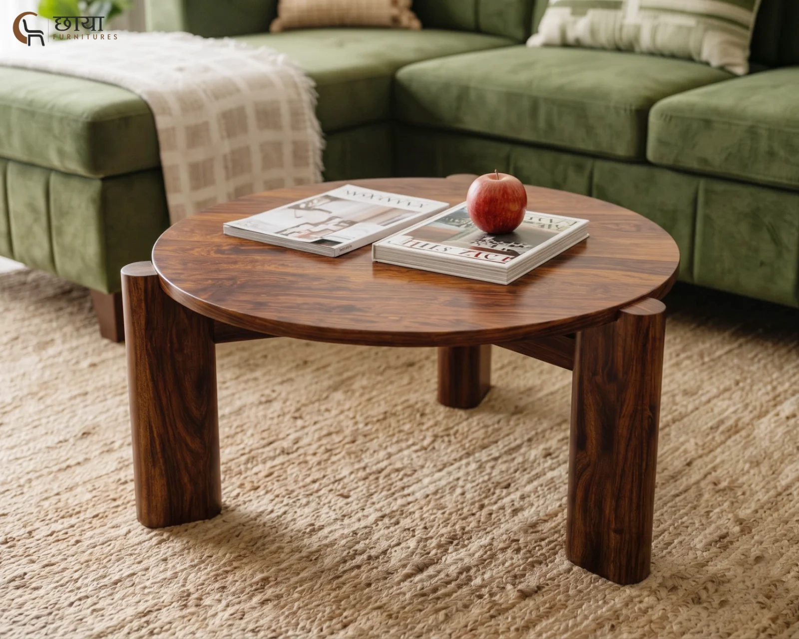 Aria Sheesham Wood Coffee Table (Honey Finish) — (2)
