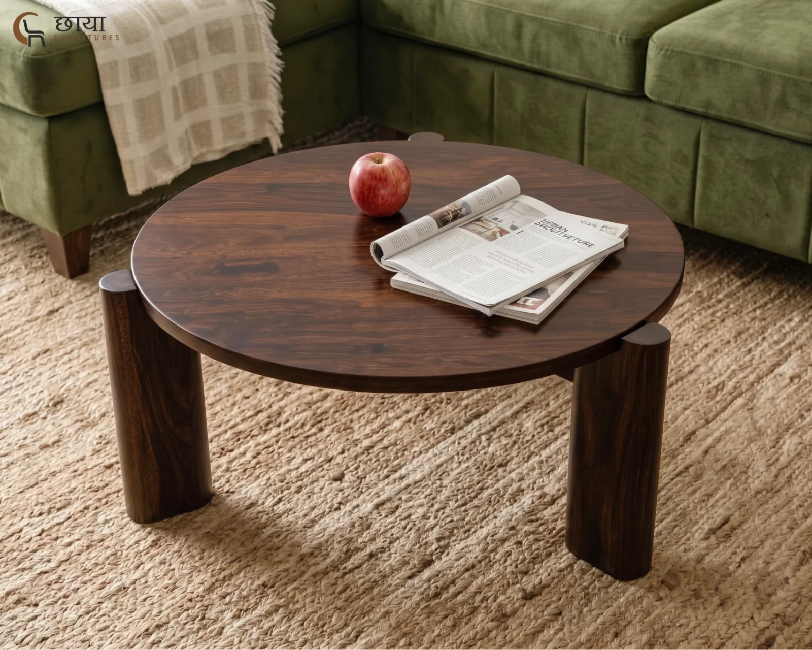 Aria Sheesham Wood Coffee Table (Walnut Finish) — Front