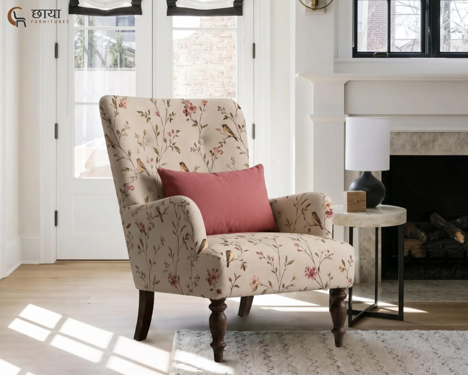 Meadow Fabric Lounge Chair (Petal Bird) — front