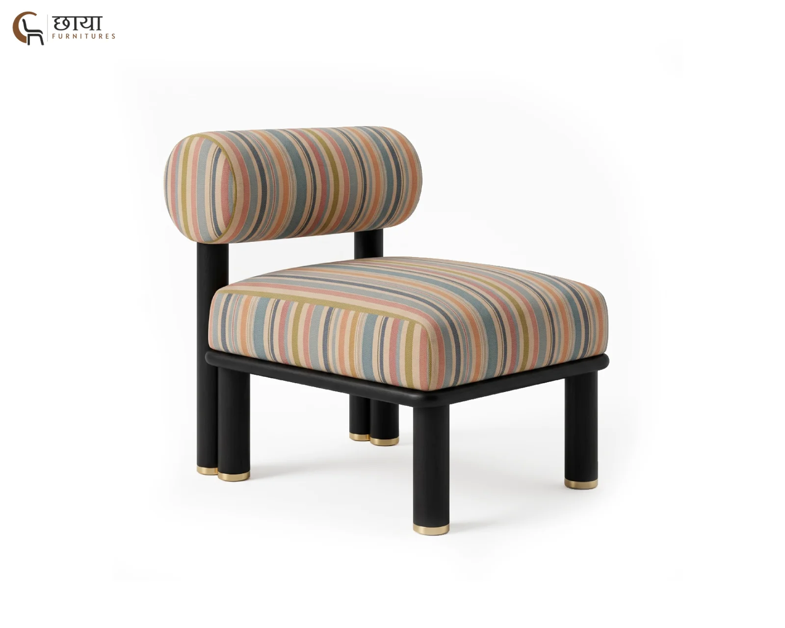 Bella Fabric Lounge Chair (Muted Stripe) — (8)