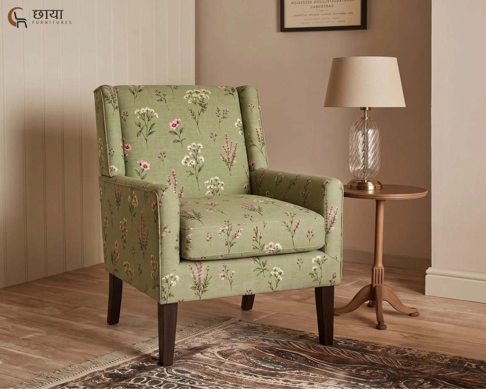 Olive Fabric Lounge Chair (Flora Green) — (6)