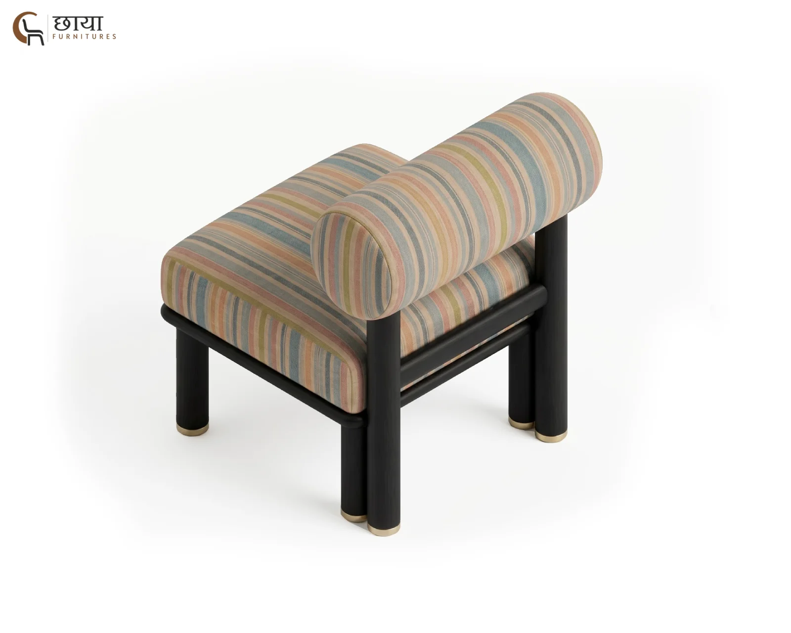 Bella Fabric Lounge Chair (Muted Stripe) — (7)
