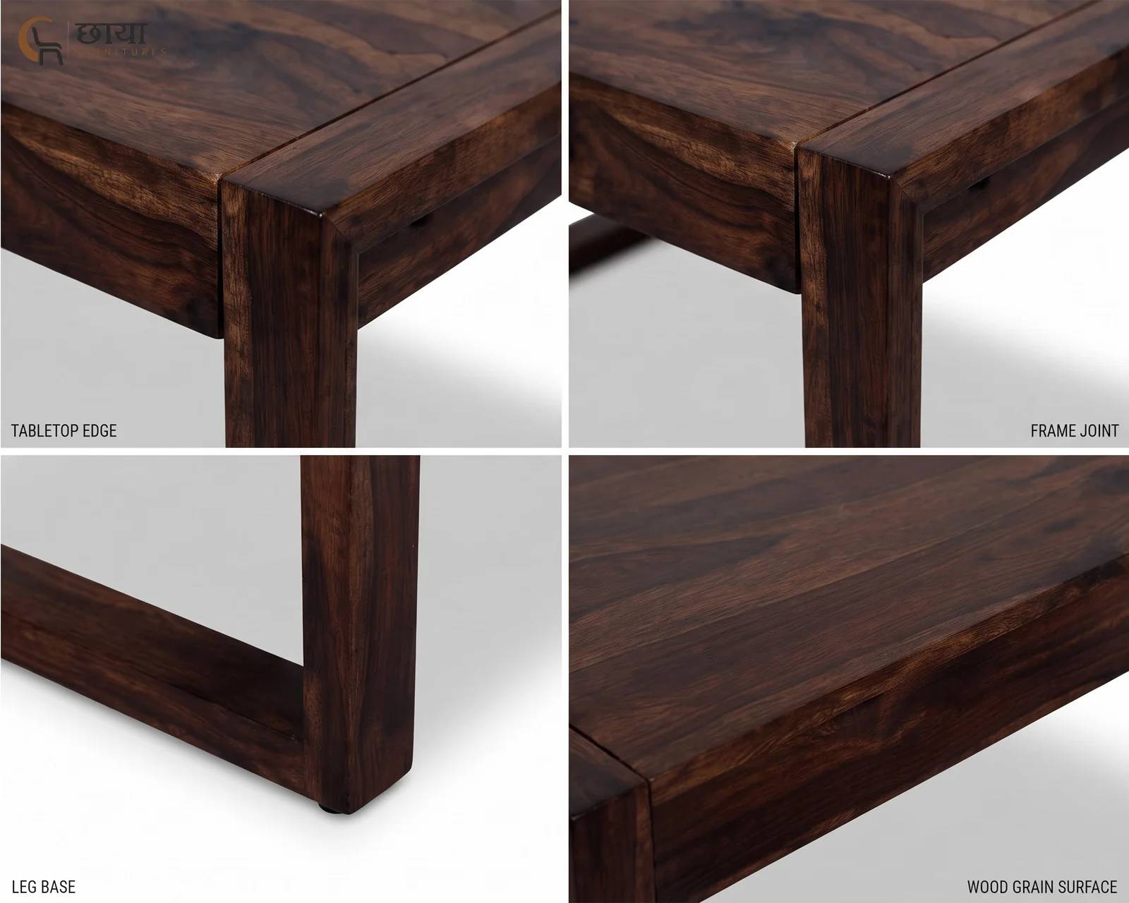 Cove Sheesham Wood Coffee Table (Walnut Finish) — 07