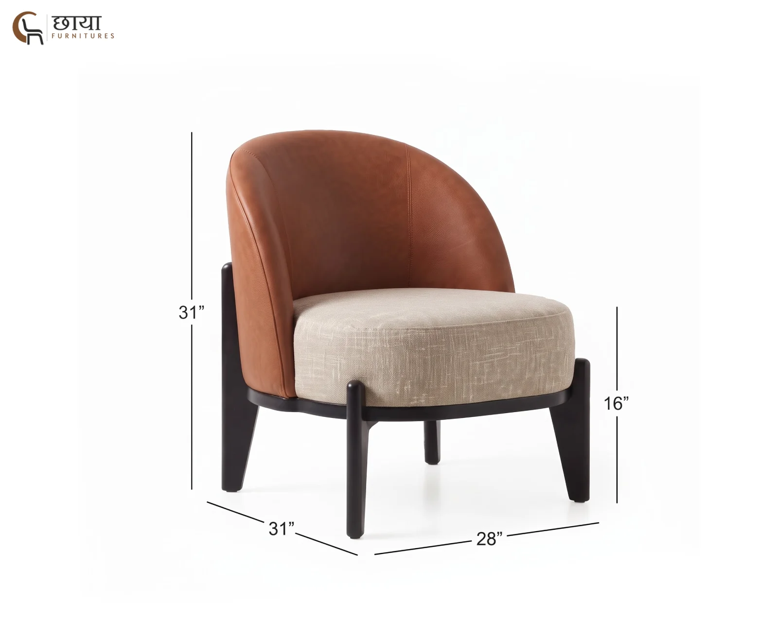 Juliet Lounge Chair (Warm Brown, Neutral Beige) — (40)