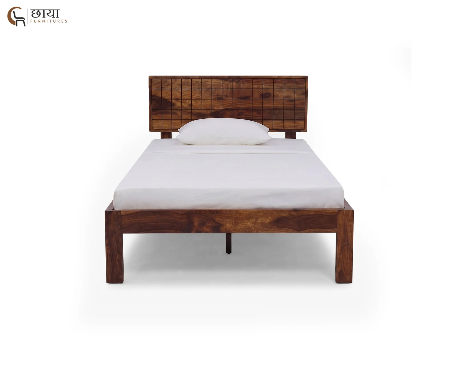 Denver Sheesham Wood Single Bed Without Storage (Honey Finish) — 02