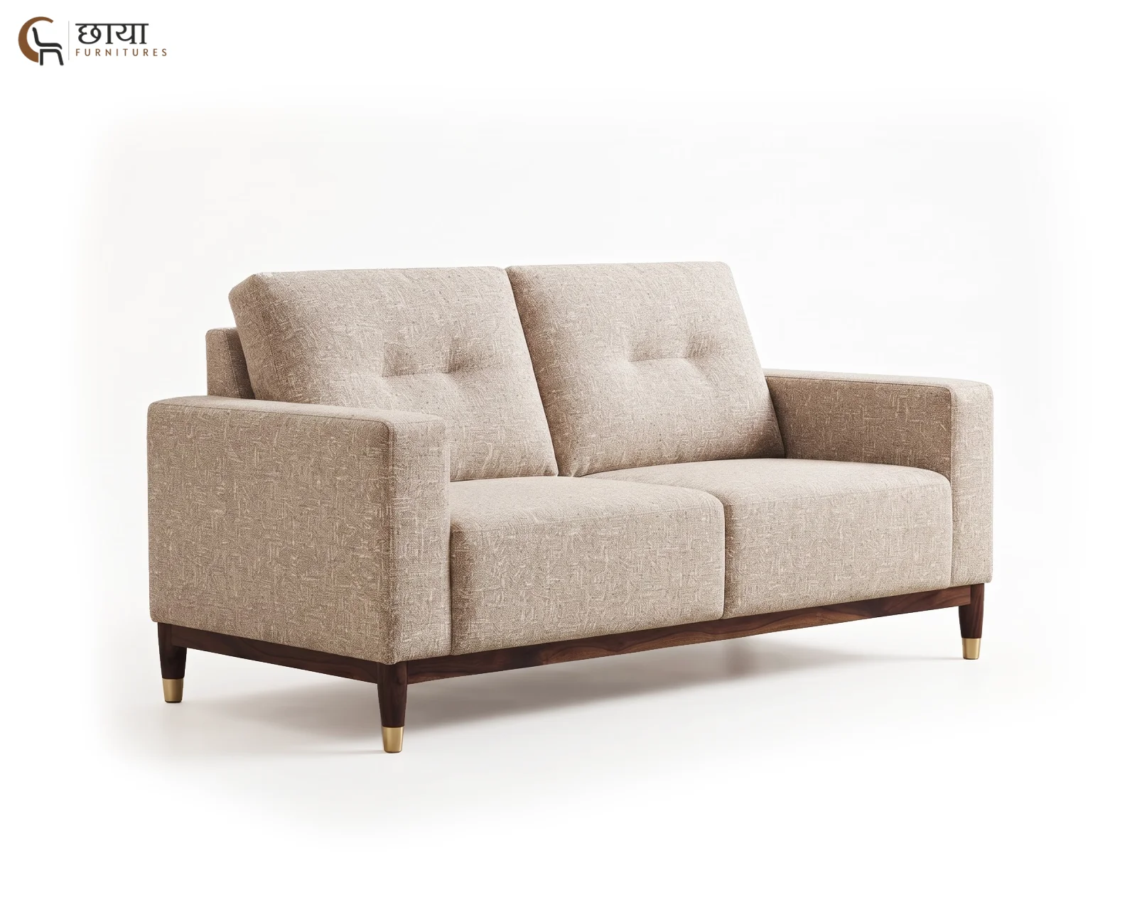 Spring 3 Seater Fabric Sofa (Neutral Beige) — (1)