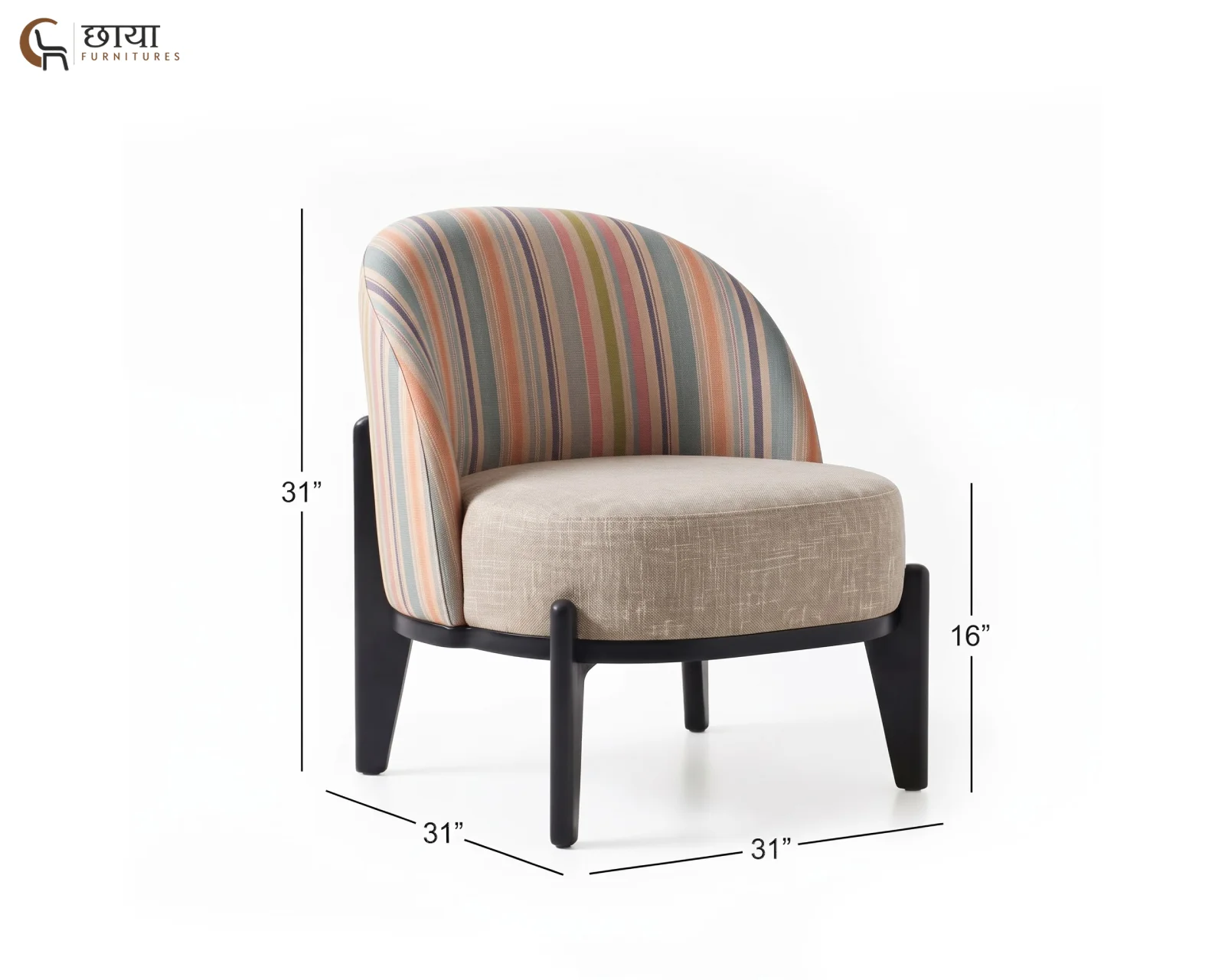 Juliet Lounge Chair (Muted Stripe, Neutral Beige) — (39)