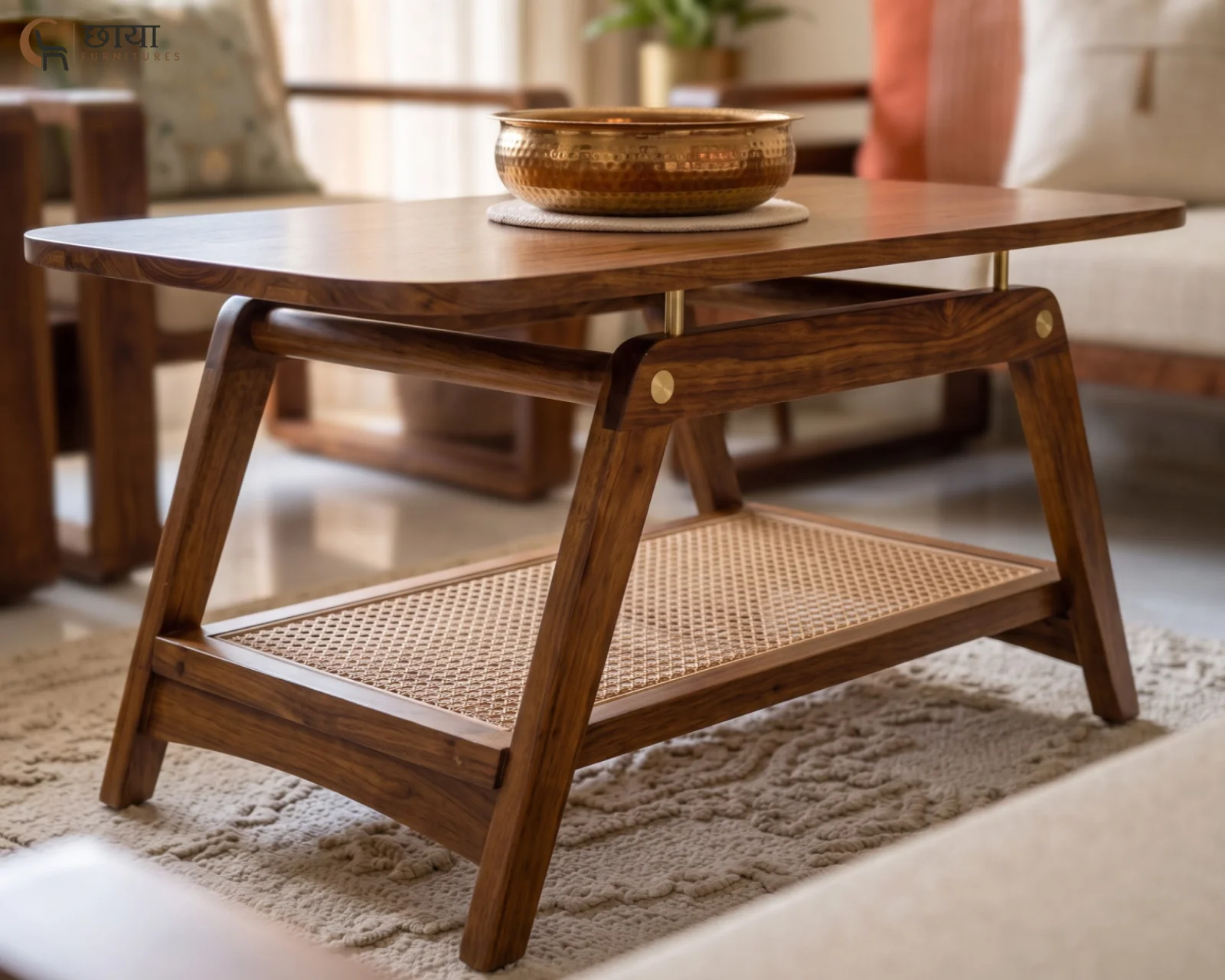 Milo Sheesham Wood Coffee Table (Teak Finish) — front 2