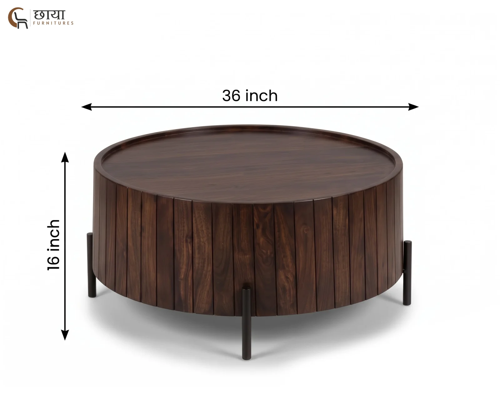 Sterling Sheesham Wood Coffee Table (Walnut Finish) — dim 7