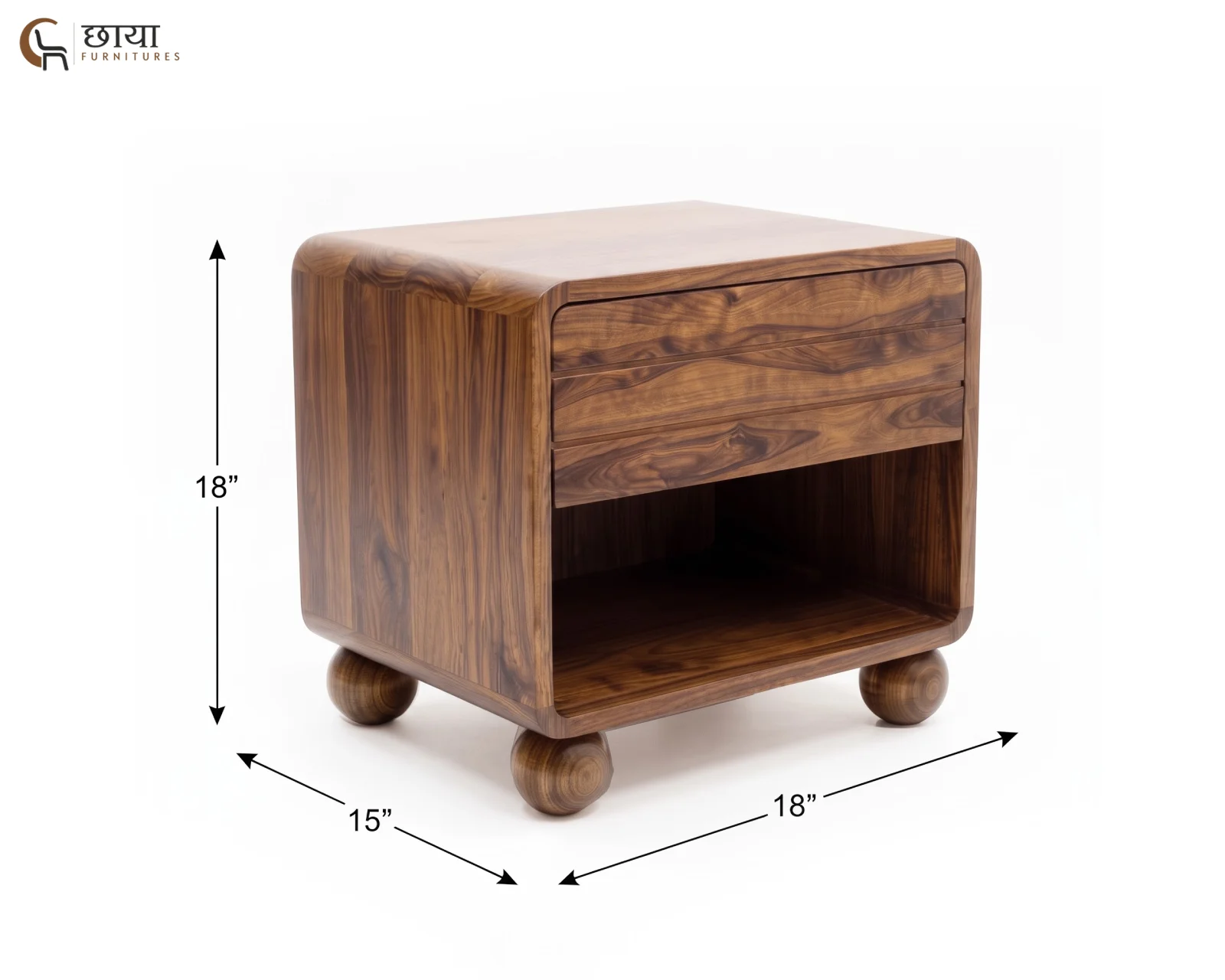 Florian Bedside Table (Teak Finish) — dim