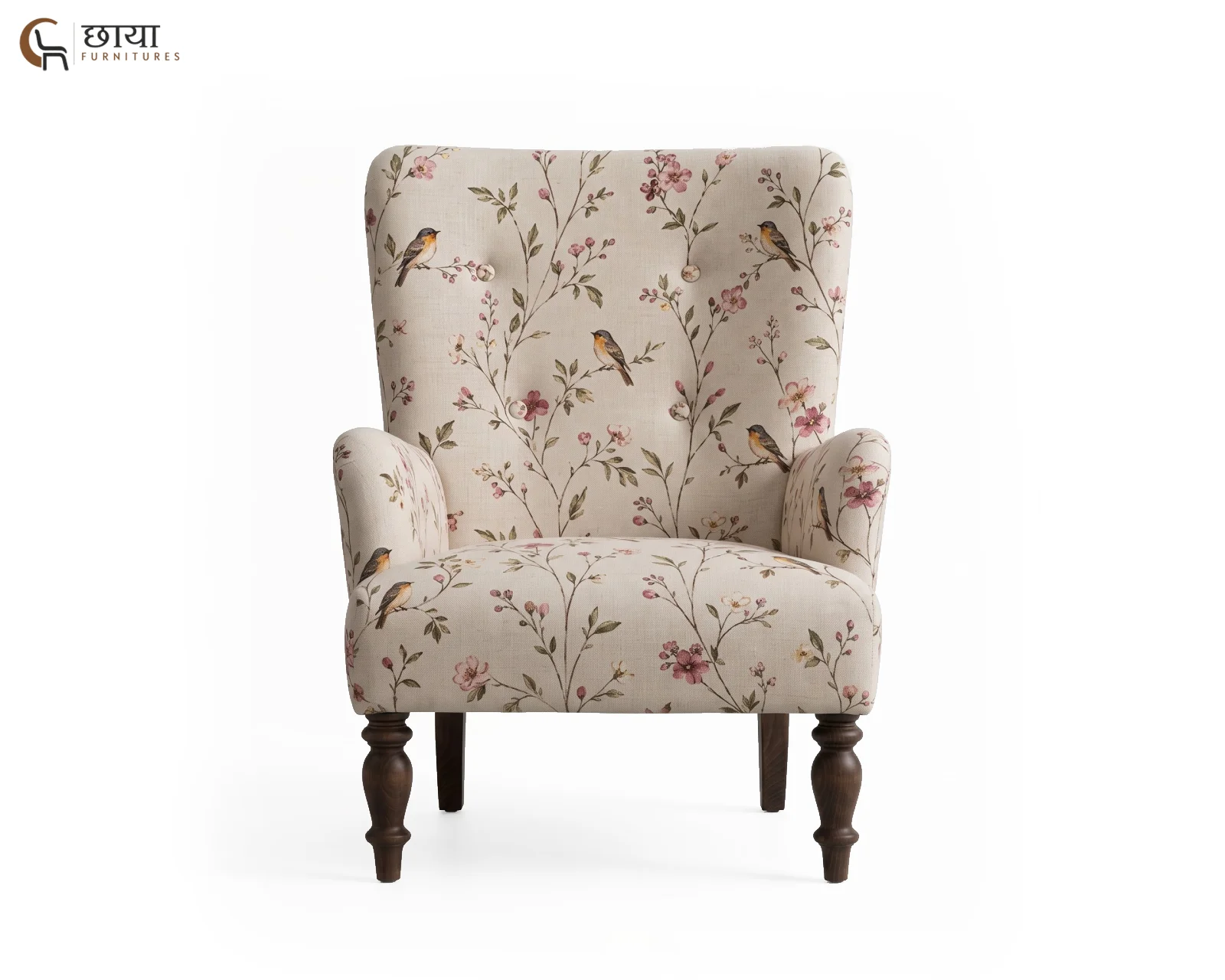 Meadow Fabric Wingback Chair (Petal Bird) — (1)