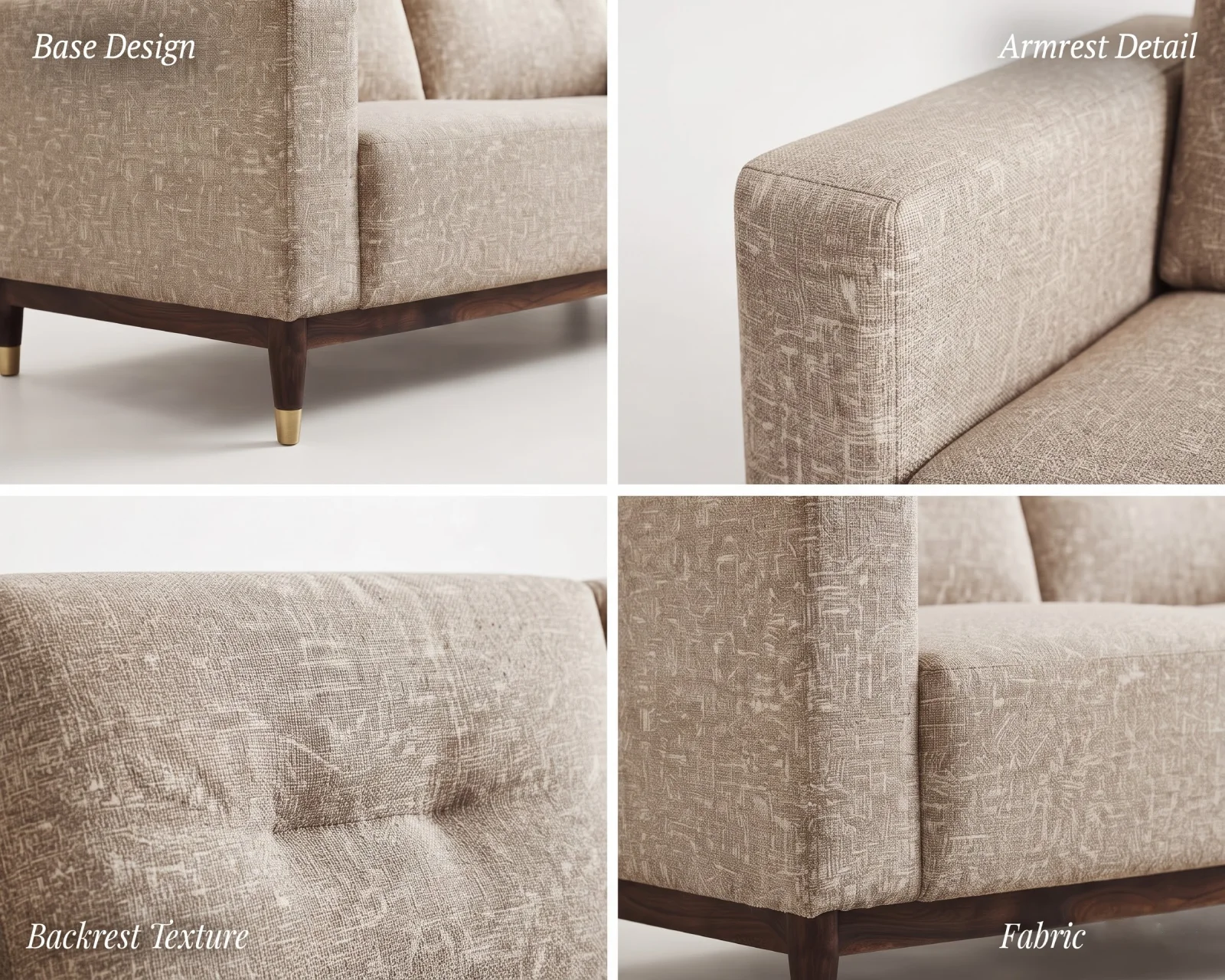 Spring 3 Seater Fabric Sofa (Neutral Beige) — (9)