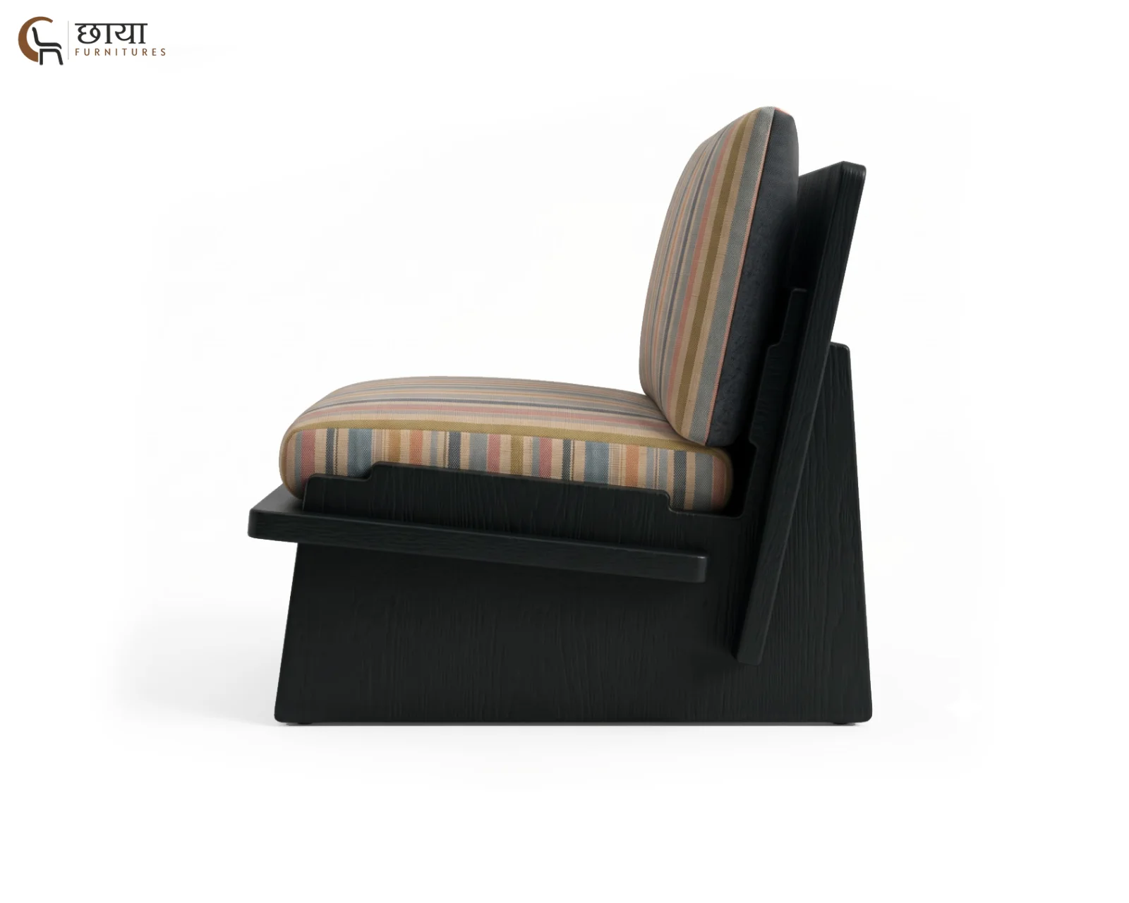 Misty Fabric Lounge Chair (Muted Stripe) — (1)
