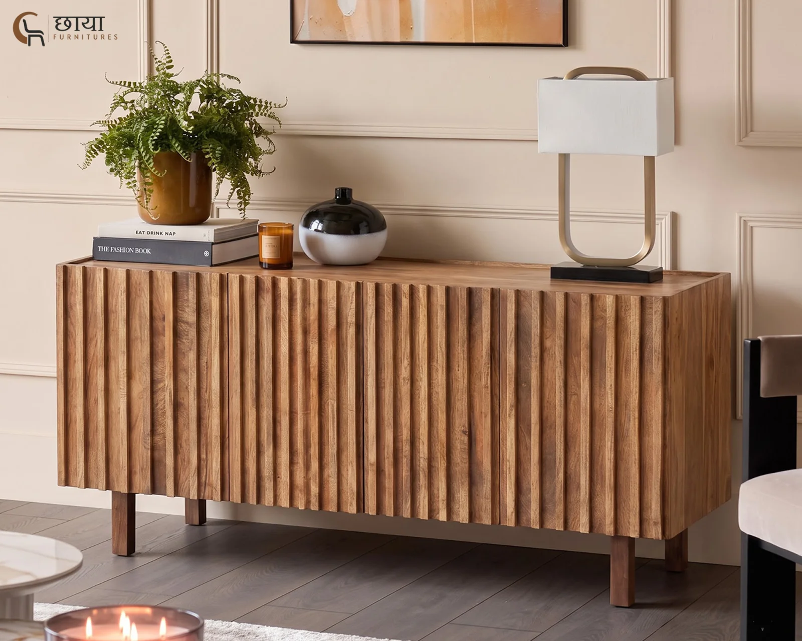 Terra Sheesham Wood Sideboard (Natural Finish) — front view