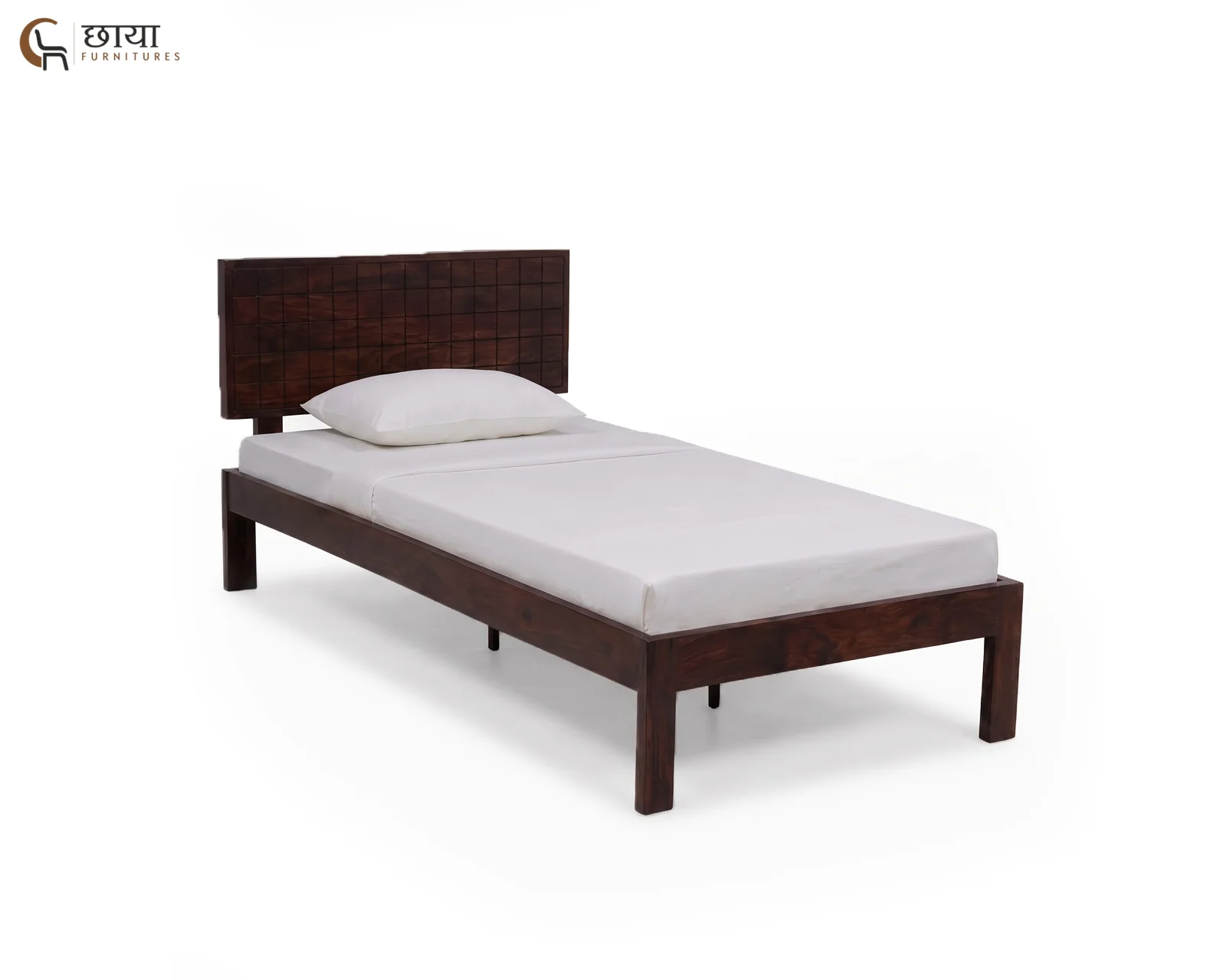Denver Sheesham Wood Single Bed Without Storage (Walnut Finish) — 05