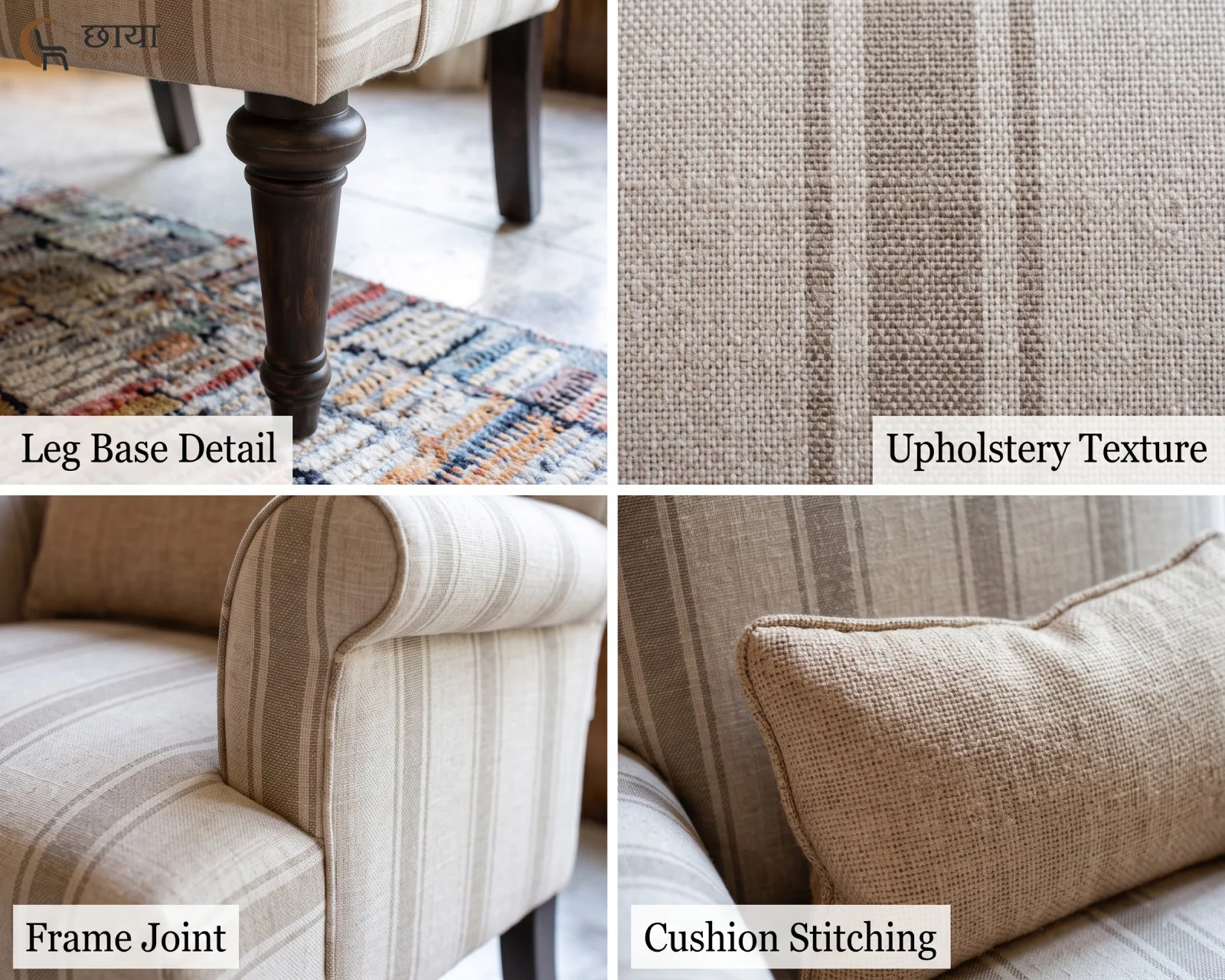 Lily Fabric Lounge Chair (Sand Stripe) — 07
