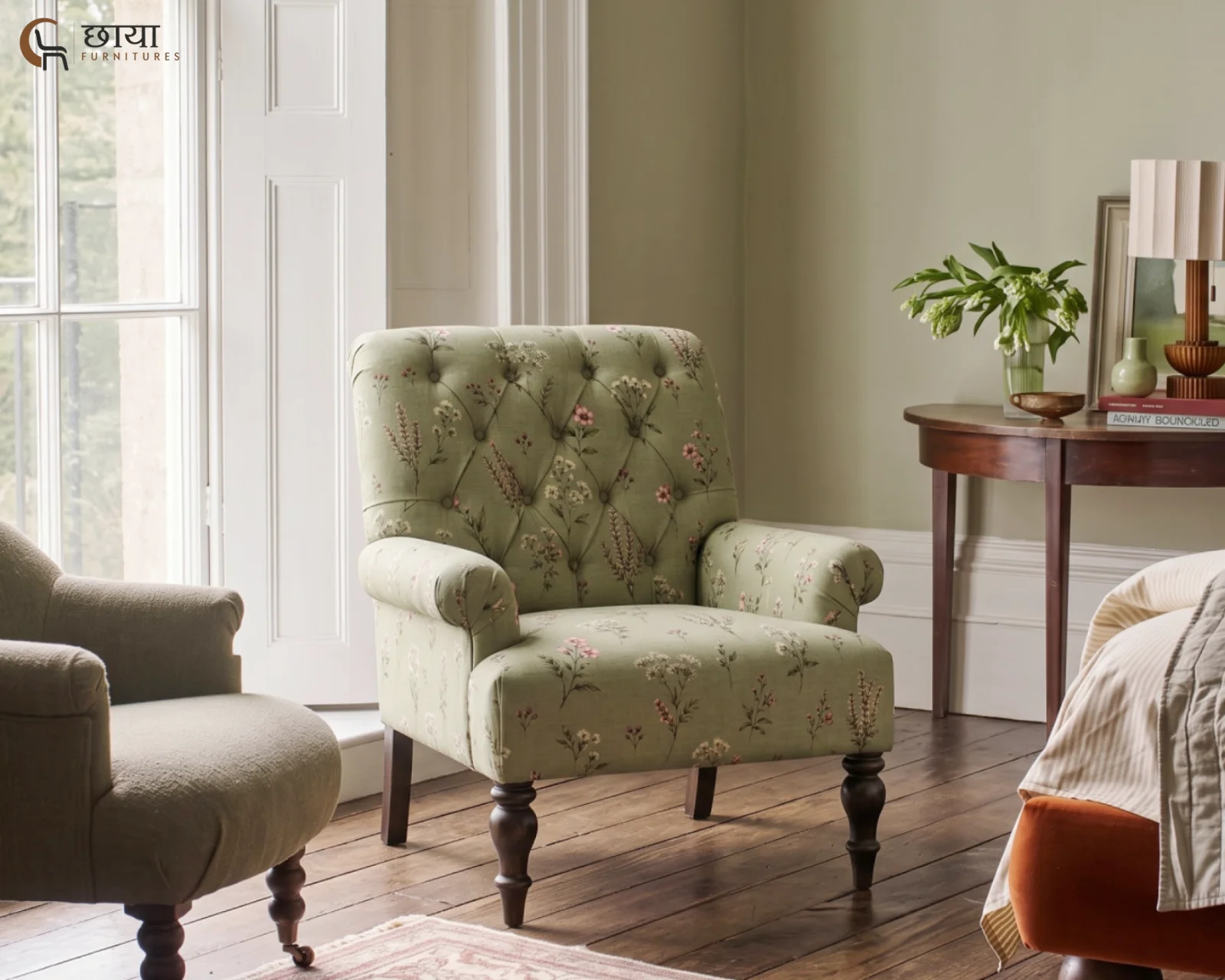 Willow Wingback Chair (Flora Green) — (5)