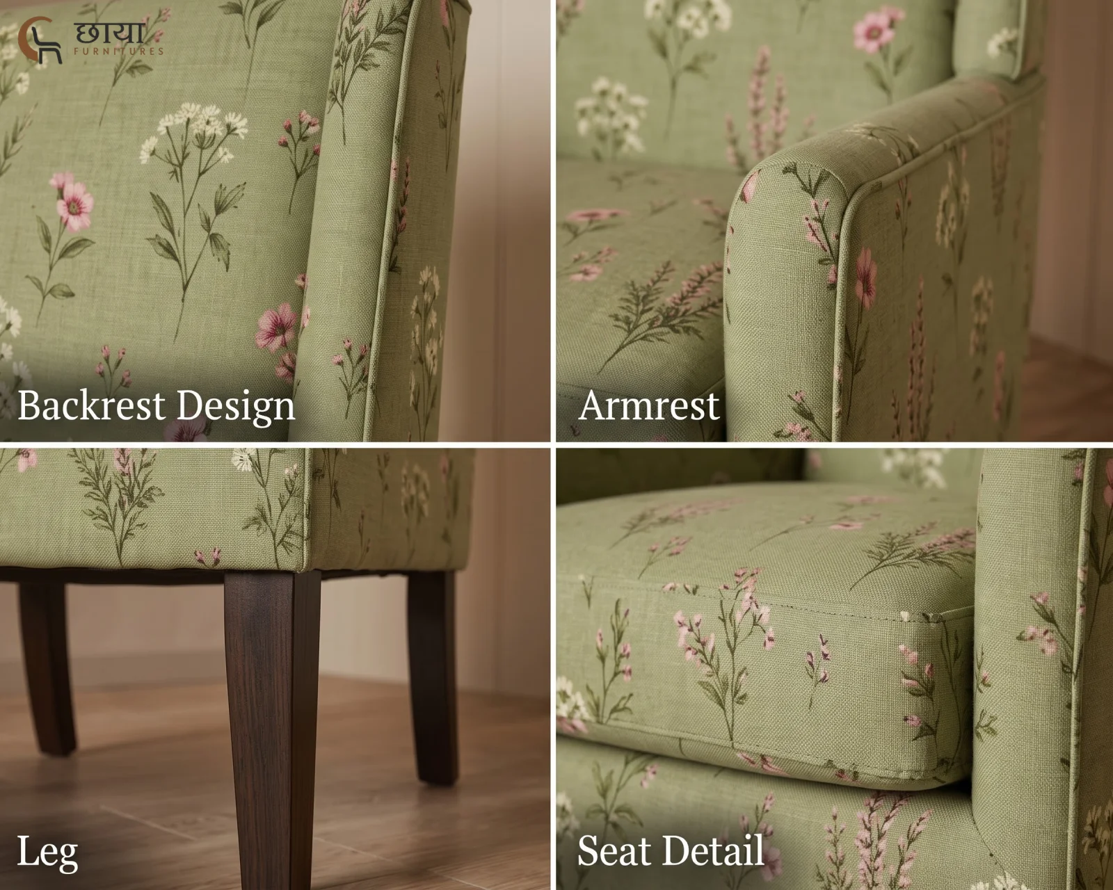 Olive Wingback Chair (Flora Green) — (7)