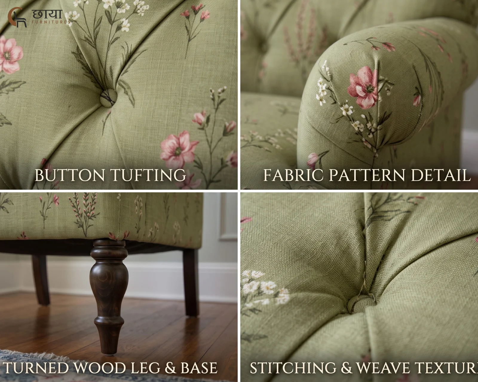 Willow Wingback Chair (Flora Green) — (8)