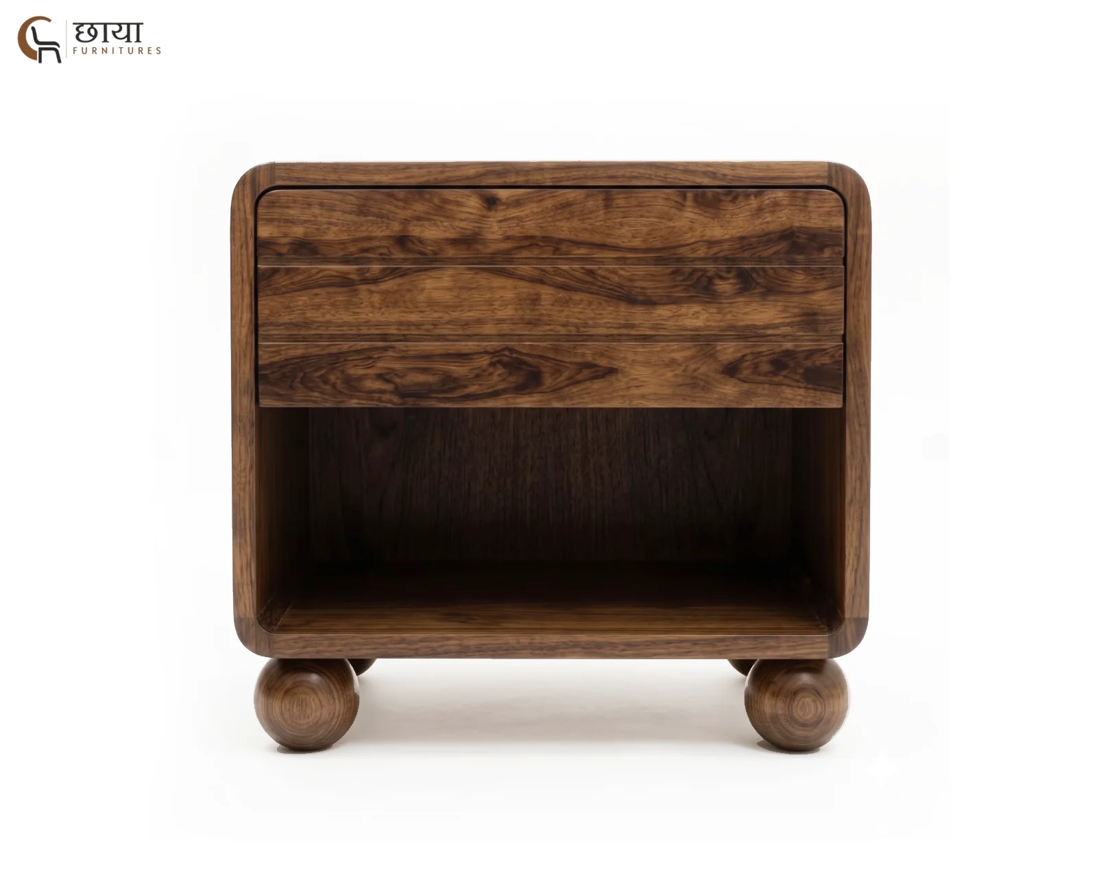 Florian Bedside Table (Teak Finish) — (11)