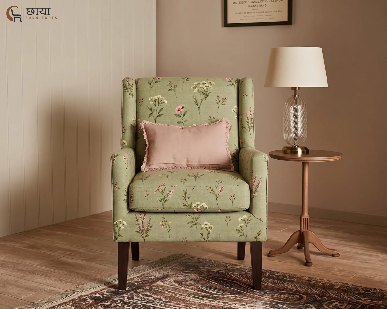 Olive Fabric Lounge Chair (Flora Green) — (5)