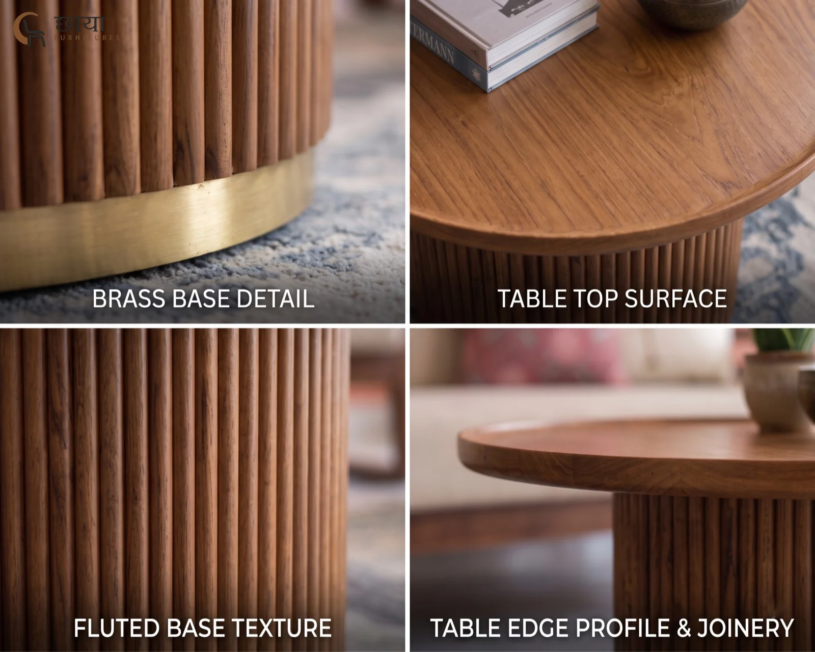 Clara Sheesham Wood Coffee Table (Honey Finish) — (8)