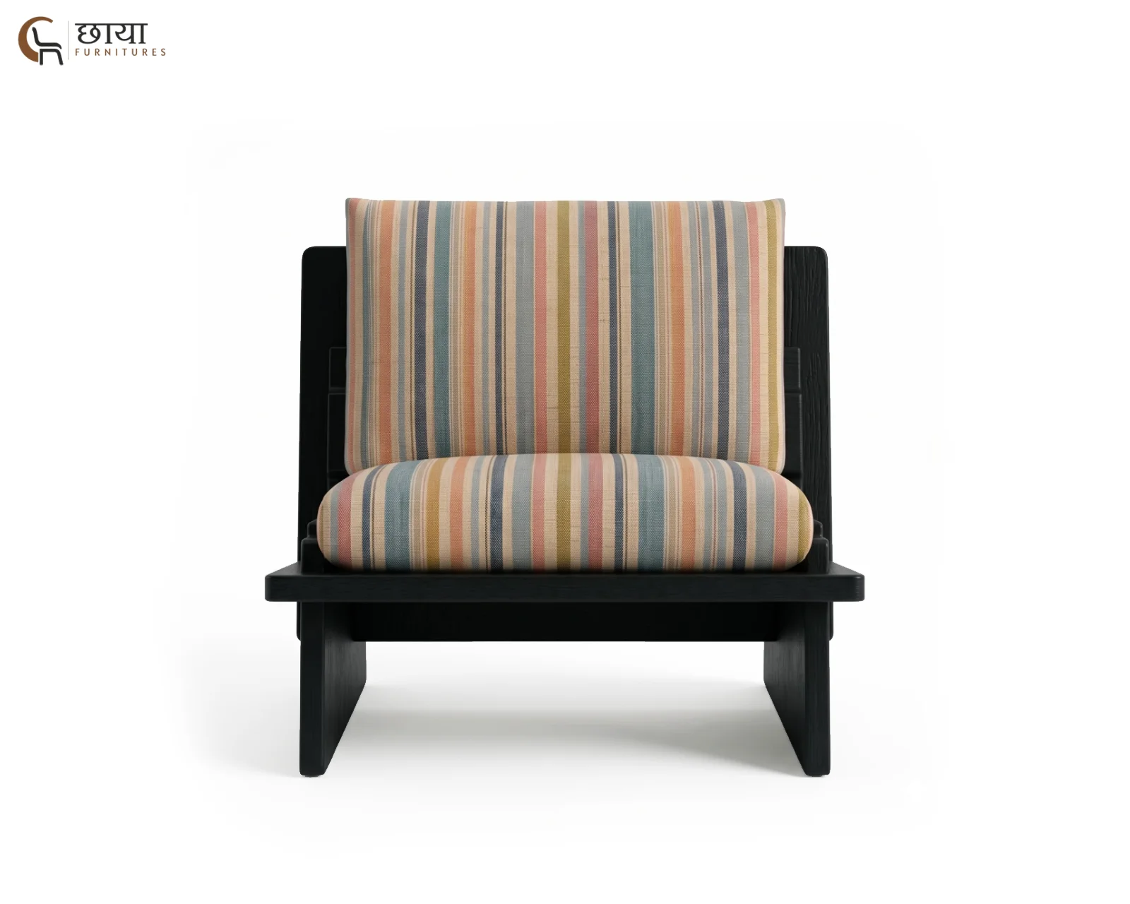 Misty Fabric Lounge Chair (Muted Stripe) — (9)