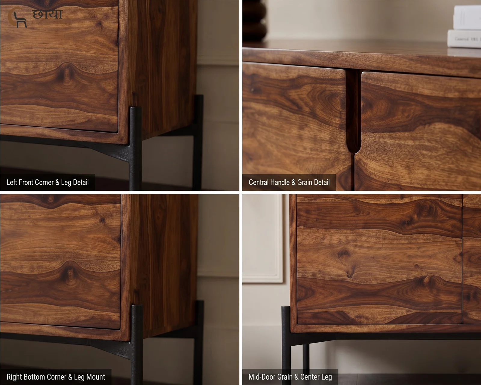Amber Sheesham Wood TV Unit (Teak Finish) — (9)
