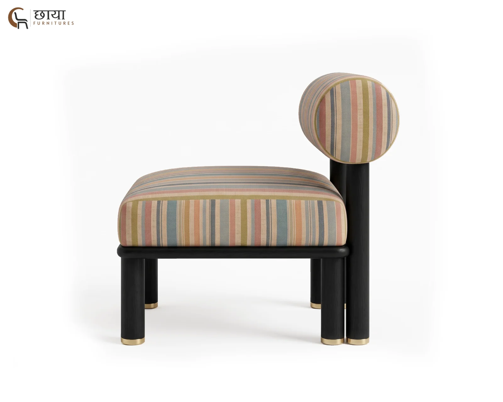 Bella Fabric Lounge Chair (Muted Stripe) — (5)