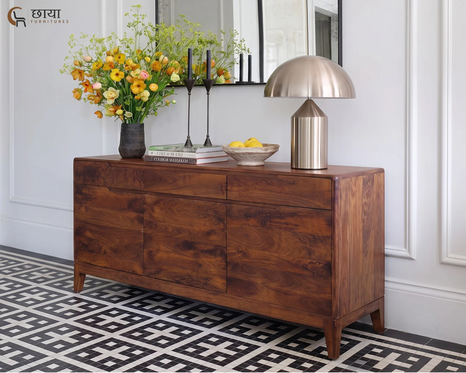 Ashton Mango Wood Sideboard (Honey Finish) — front view